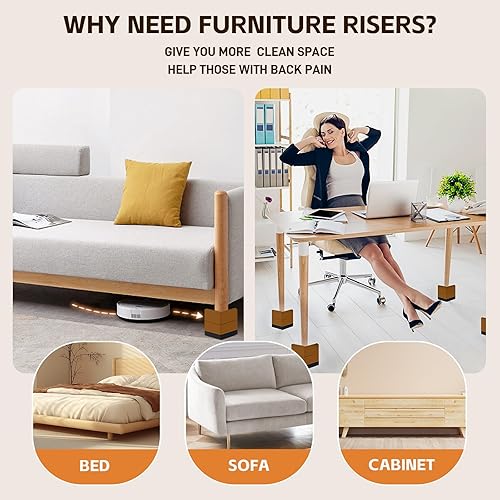 Miniatura 56 de Bed Risers, Furniture Raise Blocks, 2,3 or 4 inch Stilts Heavy Duty for Bed Couch Desk Sofa Table Lifts, Furniture Legs Lifters Support up to 1300