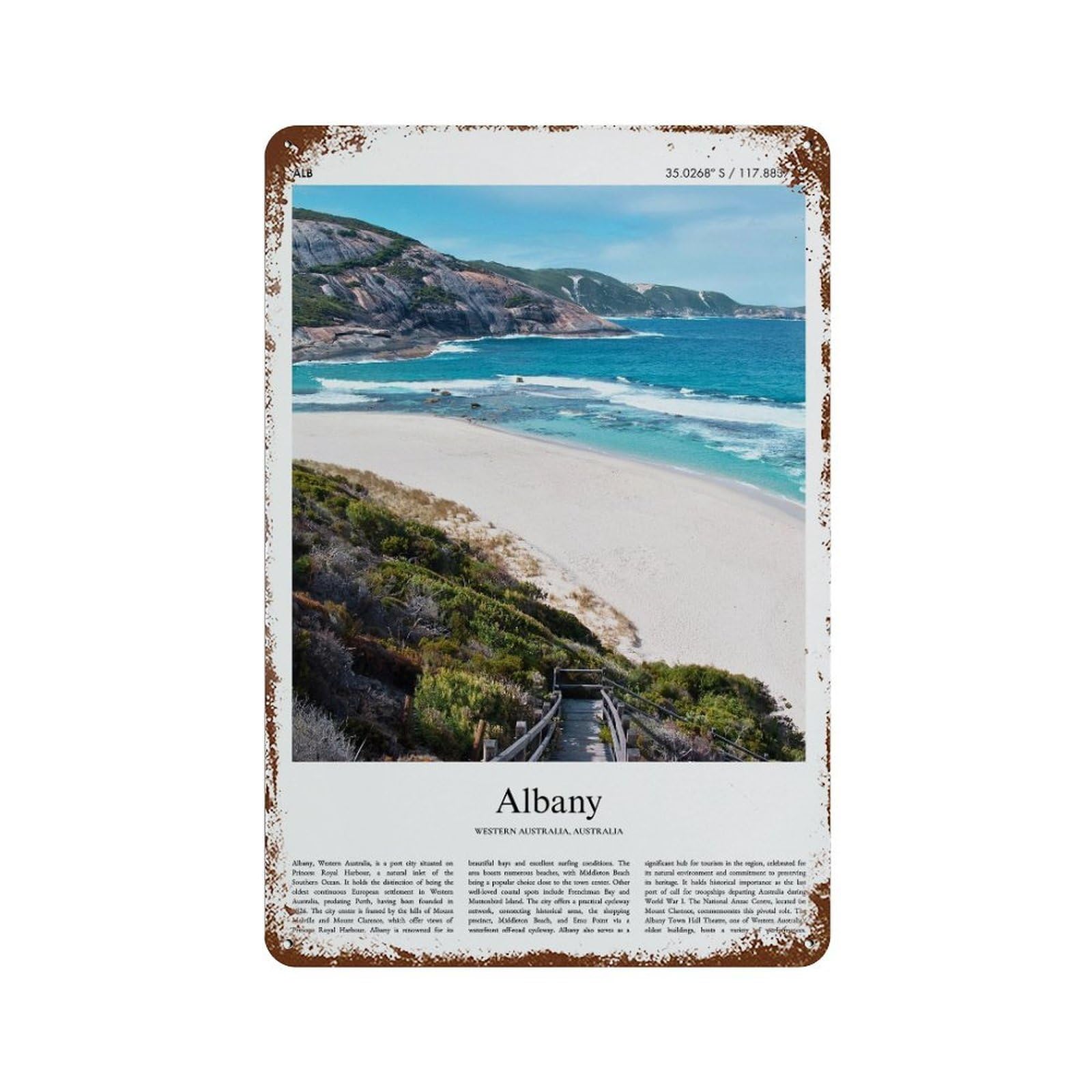 xiaoxiaoshen Albany Western Australia, Australia City Scenery Wall Decor Art Metal Tin Poster Modern Home Decor Art Home Bar Shop Decorations Vintage Sign 30x20cm