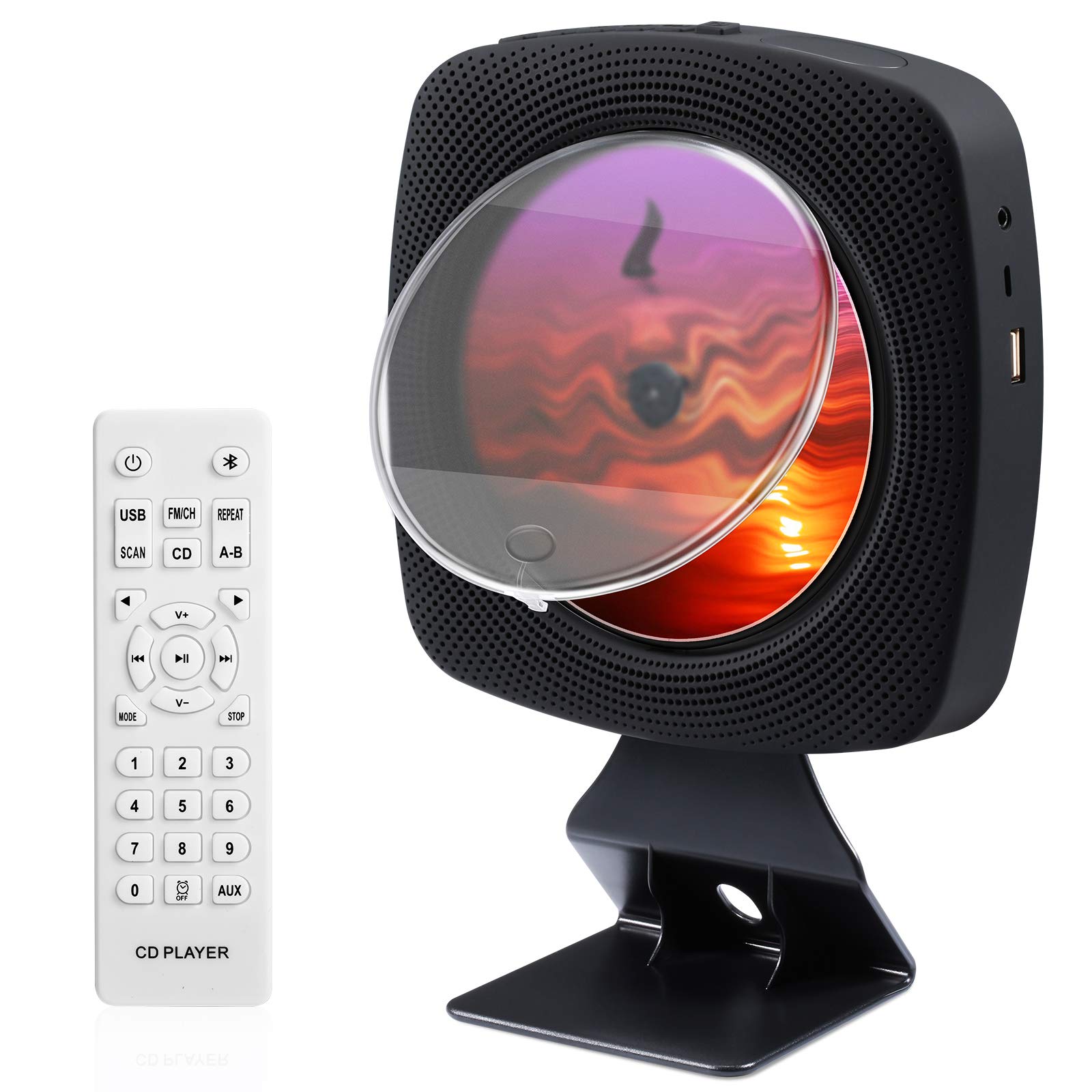 Portable CD Player with Bluetooth 4000mAh Rechargeable Wall Mountable