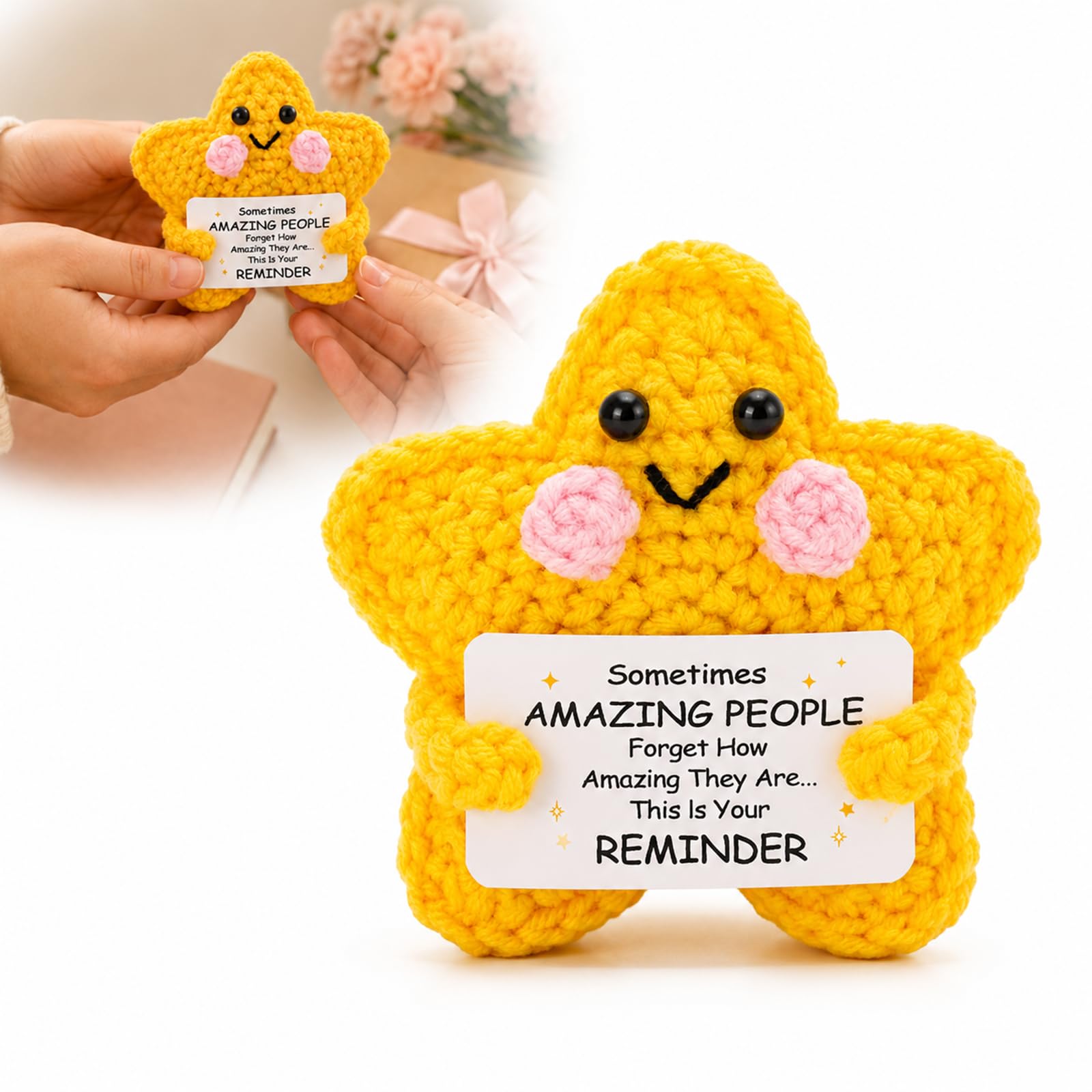 Handmade Crochet Star Yarn Doll with Message Card, Encouragement Gift for Sister, Friend, Mum, Teacher or Nurse, Cute Thank You Keepsake for Birthday, Leaving Gift or Desk Ornament โ image 1