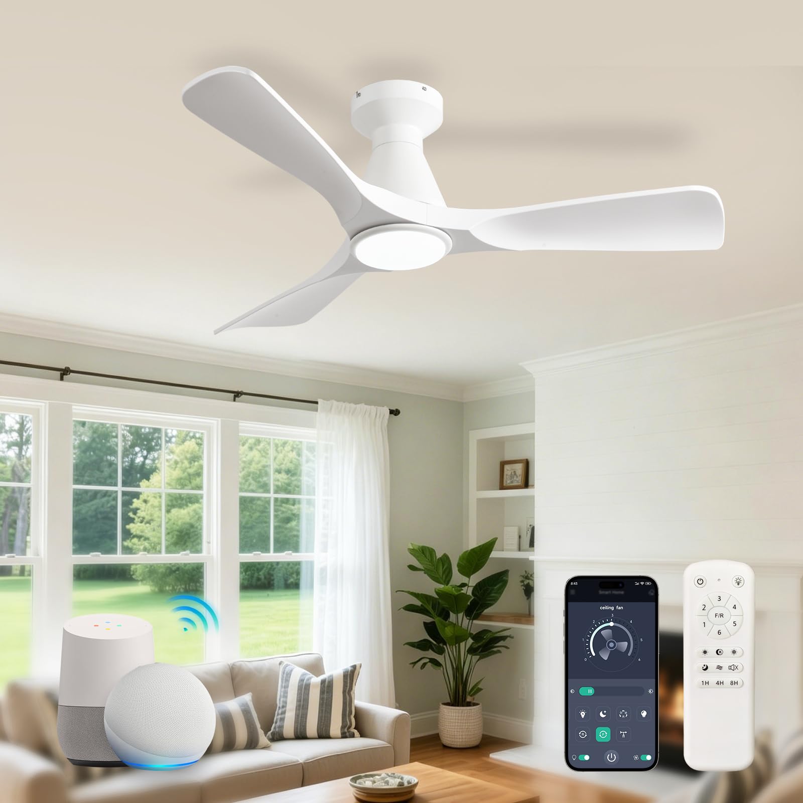 Depuley Ceiling Fans with Lights: 42-inch Smart Ceiling Fan with Remote/APP/Alexa Control…
