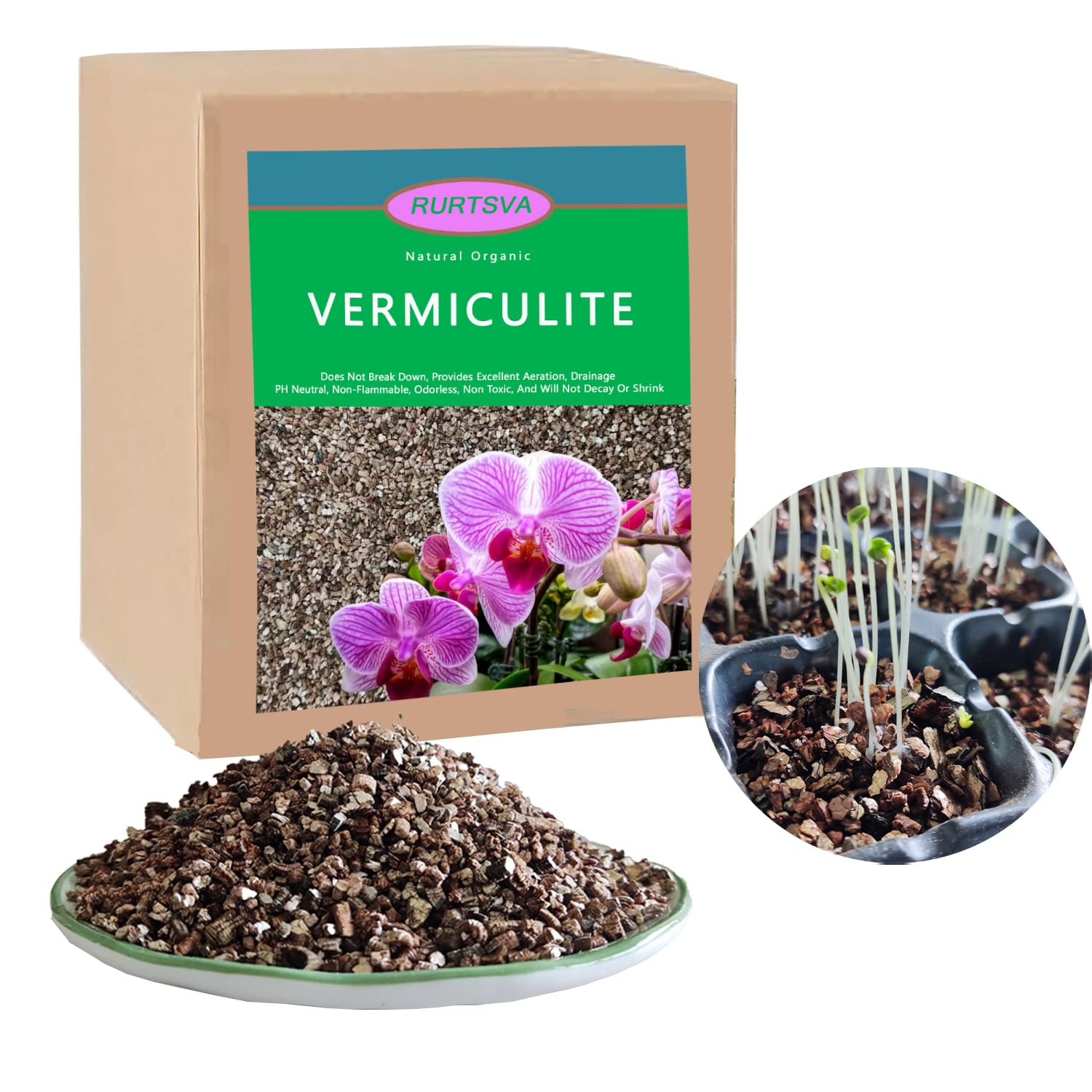 Natural Coarse Vermiculite 5QT for Plants Organic Occurring Mineral Potting Mix Medium for Potted Plants, Hydroponics, Terrariums, Orchids, Mushroom Or Reptile Habitats