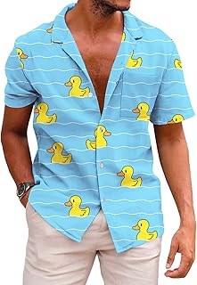 Men's Casual Button-Down Shirts Hawaiian Shirt Short Sleeve Beach Clothes with Pockets - Buy now