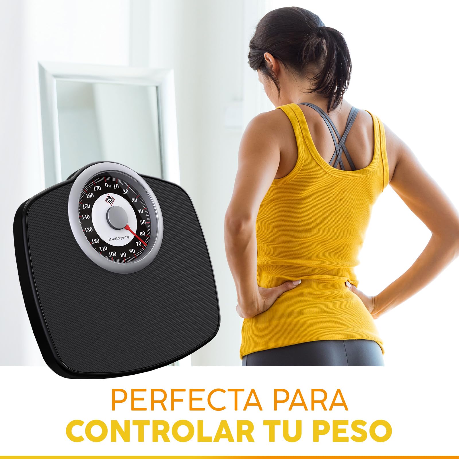 Zeno A25 Báscula Para Peso Corporal - Hasta 180 KG - Esfera de 5,3” en Plataforma de 31x30 CM - Superficie de Goma Antideslizante - Báscula de Baño Analógica - Duradera Con Garantía de 20 Años