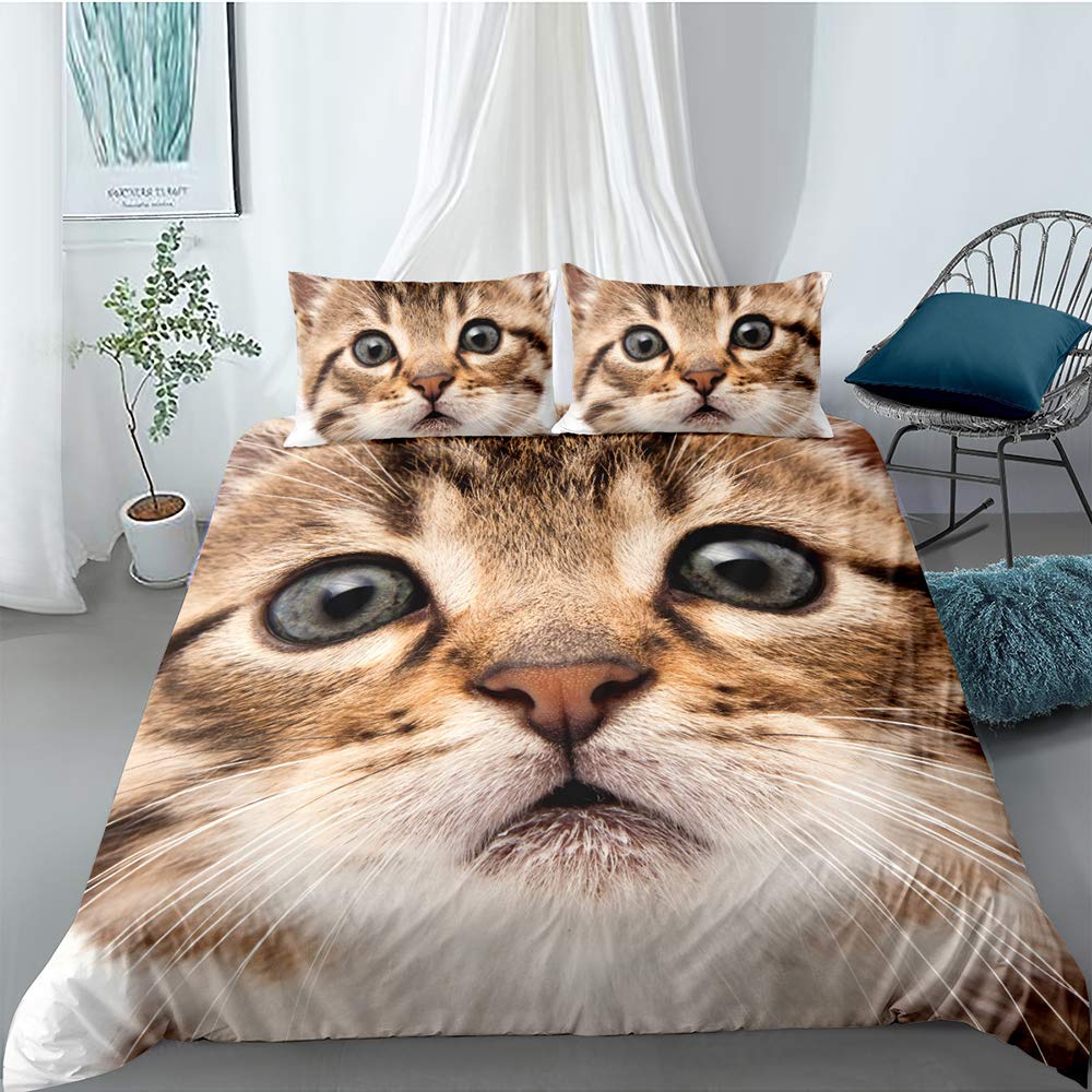 Amazon かわいい子供用布団カバーセットダブル3ピース子供用ペット猫パターン印刷寝具セットマイクロファイバーソフトキルトカバーセットと枕カバー ジッパーベッドカバー付きの子供部屋の装飾に適しています I 240 2cm Bedlinings 生活雑貨 通販