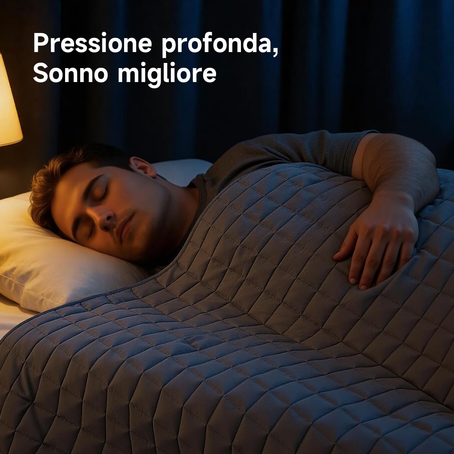 KANKAEU Coperta Ponderata 150x200cm 7kg - Coperta Weighted contro Stress e Insonnia - Weighted Blanket con Pressione Rilassante - Traspirante e Completamente Lavabile (60-80kg)
