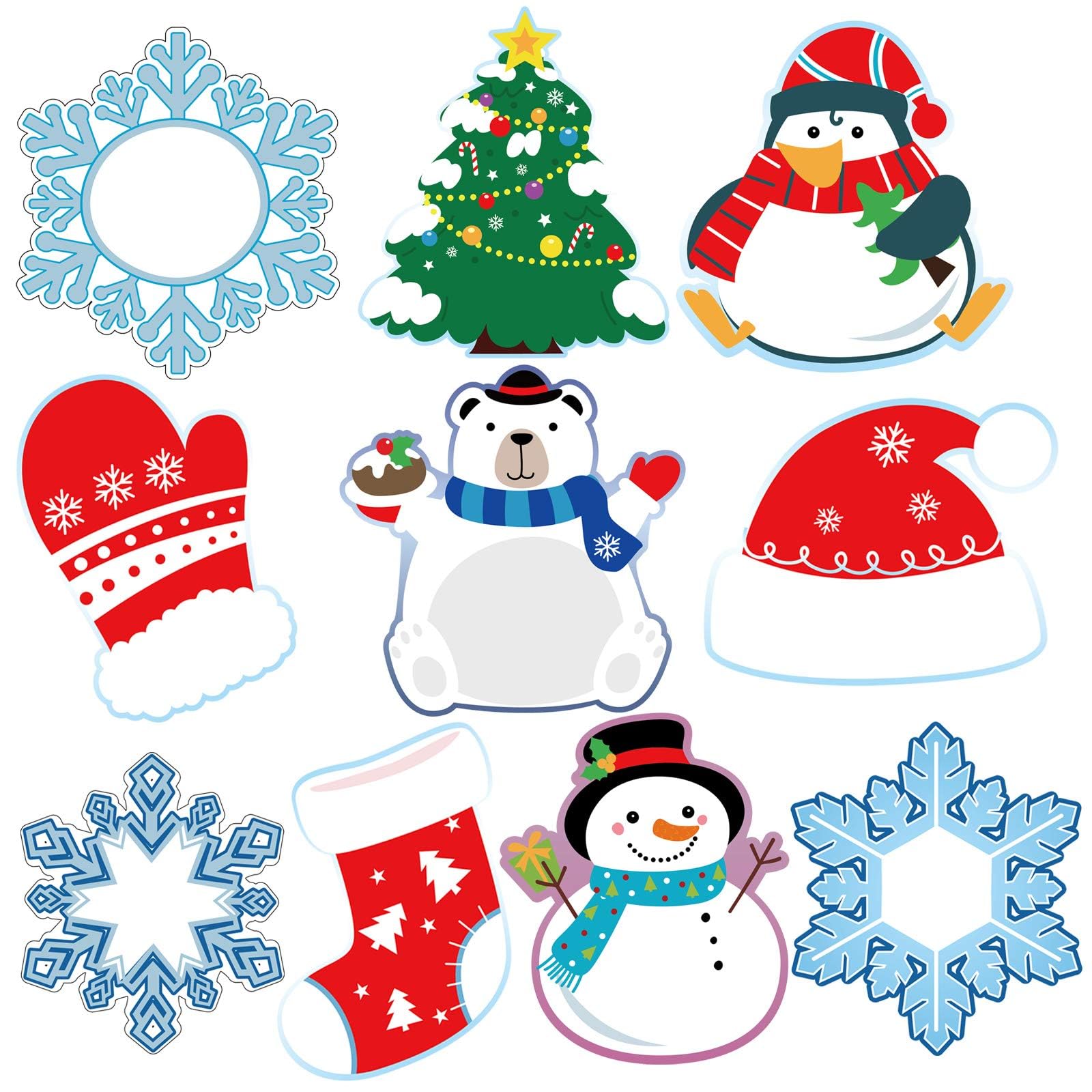 50 Pieces Winter Cutouts Snowflake Penguin Snowman Classroom Decoration Colorful Christmas Party Decorations Supplies for Bulletin Board Classroom