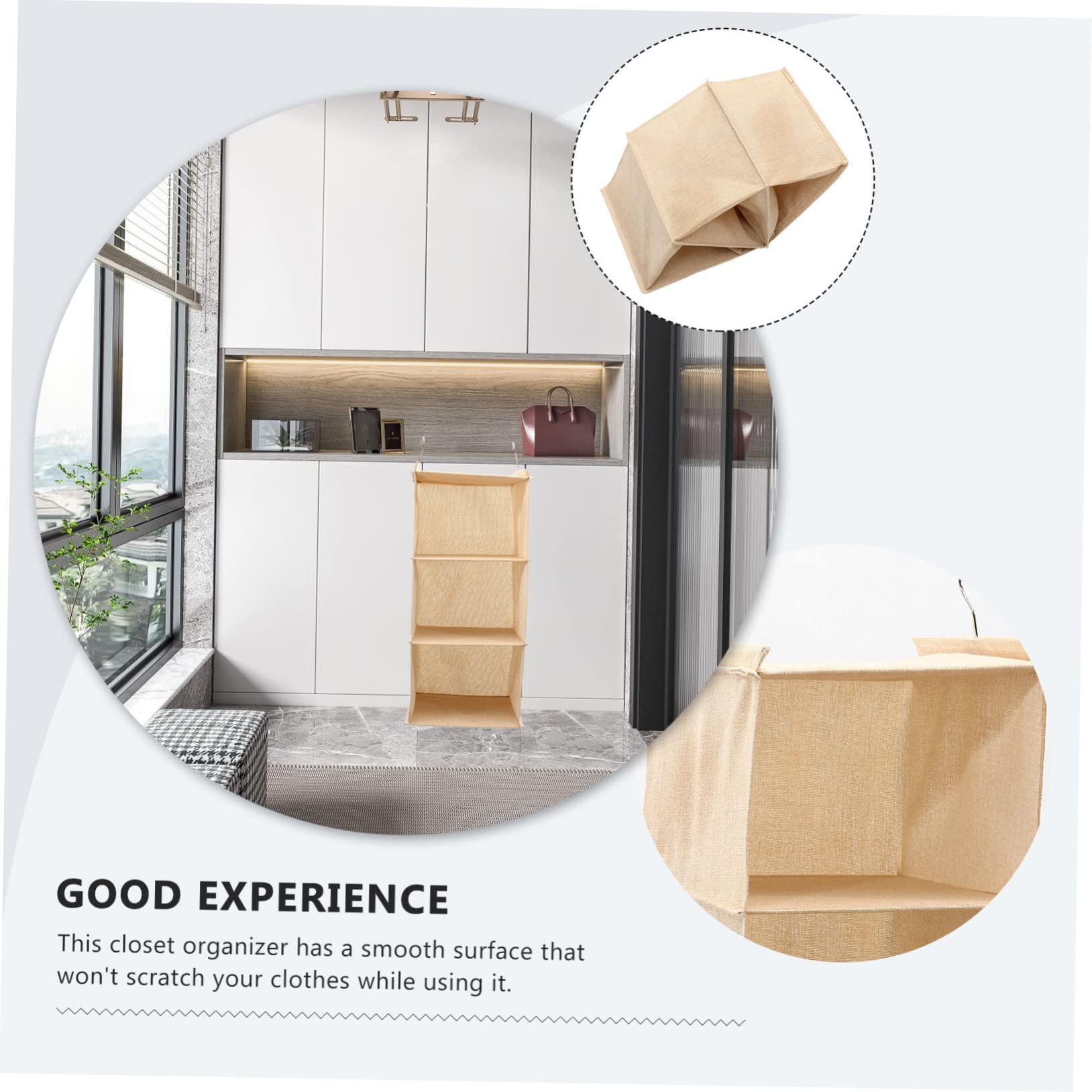 KOMBIUDA Mehrlagiger Hängeorganizer für Kleiderschrank, 3 Ebenen, Beige