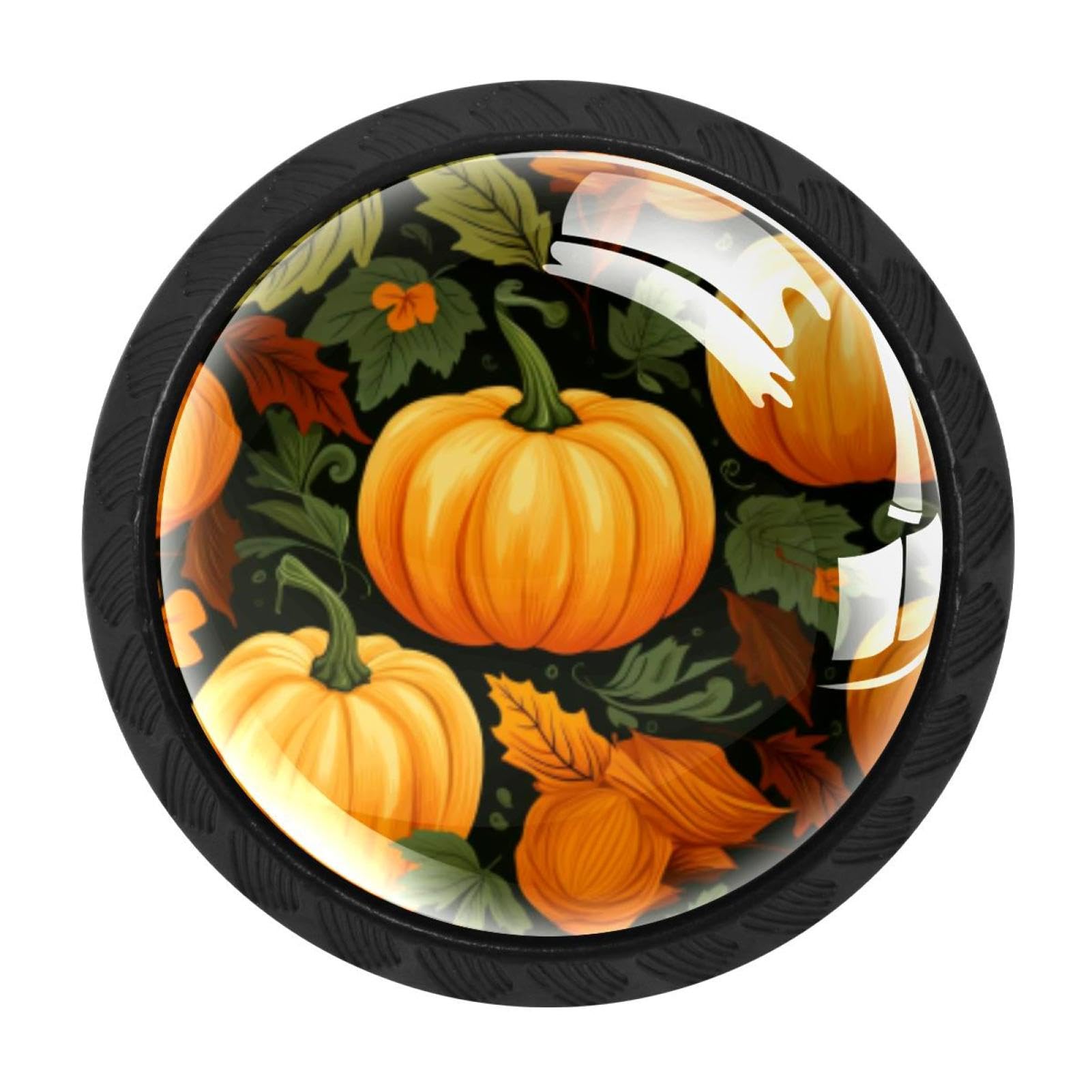 CHENZZZZ 4 pcs Thanksgiving Pumpkin Cabinet Knobs Crystal Drawer Pulls for Kitchen, Bathroom Cabinet, Dresser and Cupboard