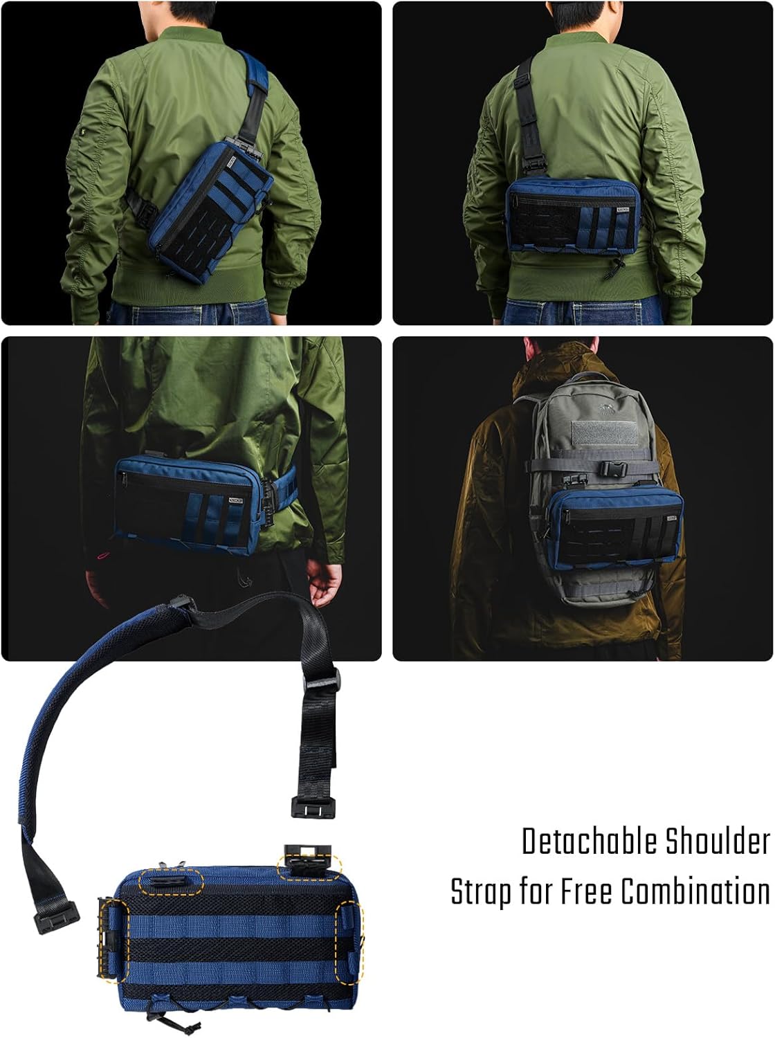 TACTICAL_GEEK Crossbody Shoulder Bag, Multipurpose Daypack, Chest Backpack Casual Sling Bag for Men & Women (L3C-Blue)