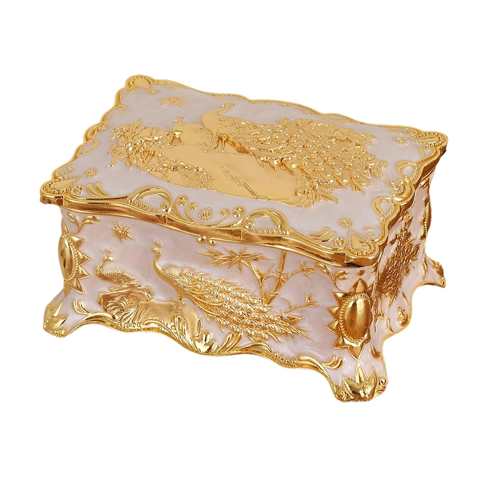 HDOYTXXM Unique Peacocks Shaped Jewelry Case with Colorful Kirsite Construction for Safeguarding Valuable Jewelry Against Damage Display Case