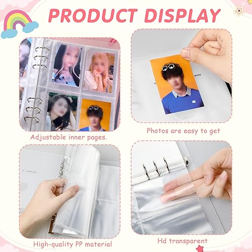 Vista 28 de Kpop - Carpeta para tarjetas fotográficas Kpop, fundas para libros, álbum de 6 anillas A5 con 40 fundas para tarjetas, calcomanías coreanas
