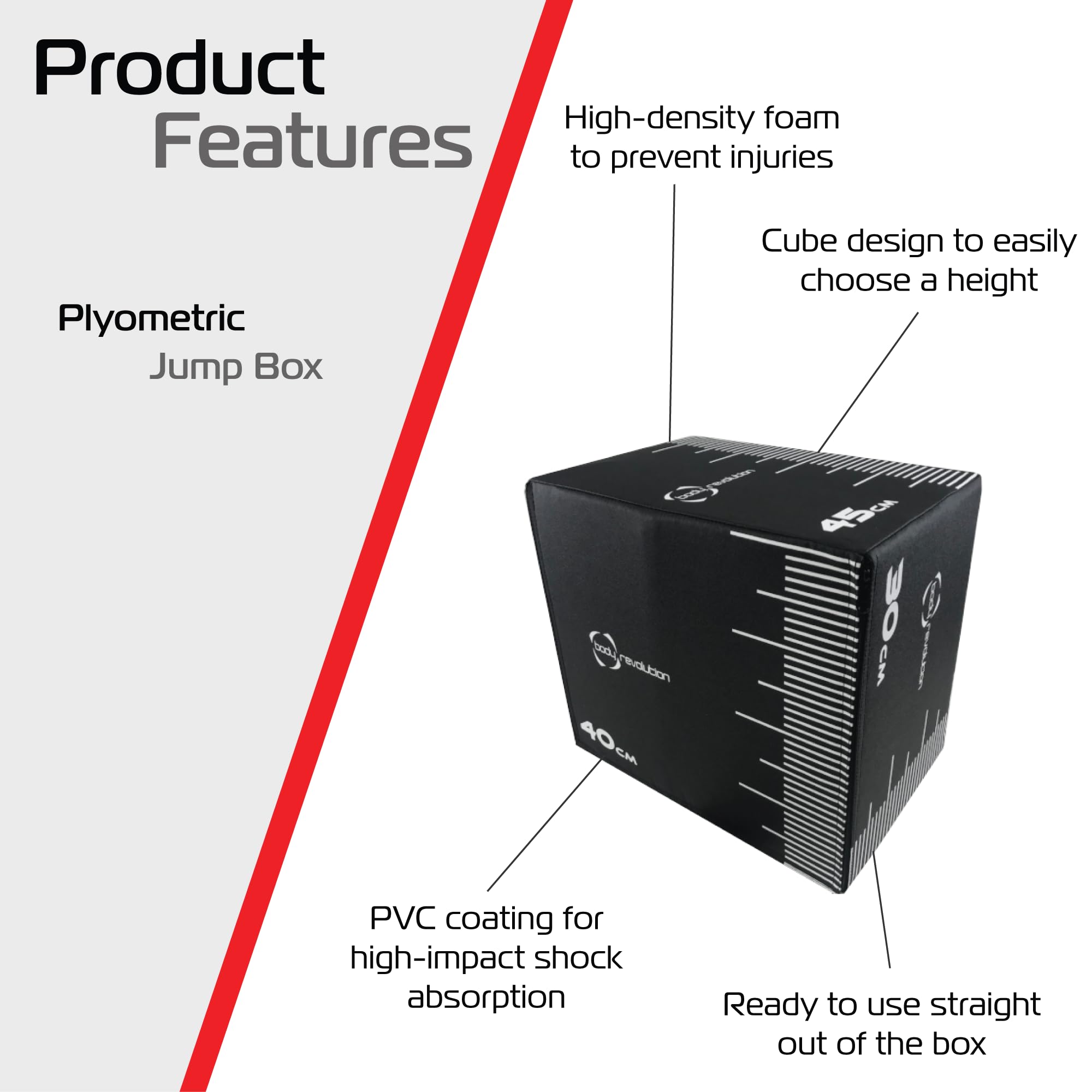 Plyo Box (Boîte De Saut) 3 En 1 En Mousse - Hauteurs Réglables 40, 50, 60 Cm - Pour CrossFit, HIIT, Entraînement à La Maison