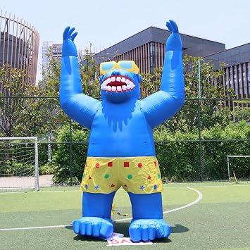 Giant Inflatable Gorilla Inflatable Animals Cartoon Model with Blower for Park, Yard, Party, Zoo Theme Decor Blue, 20FT high