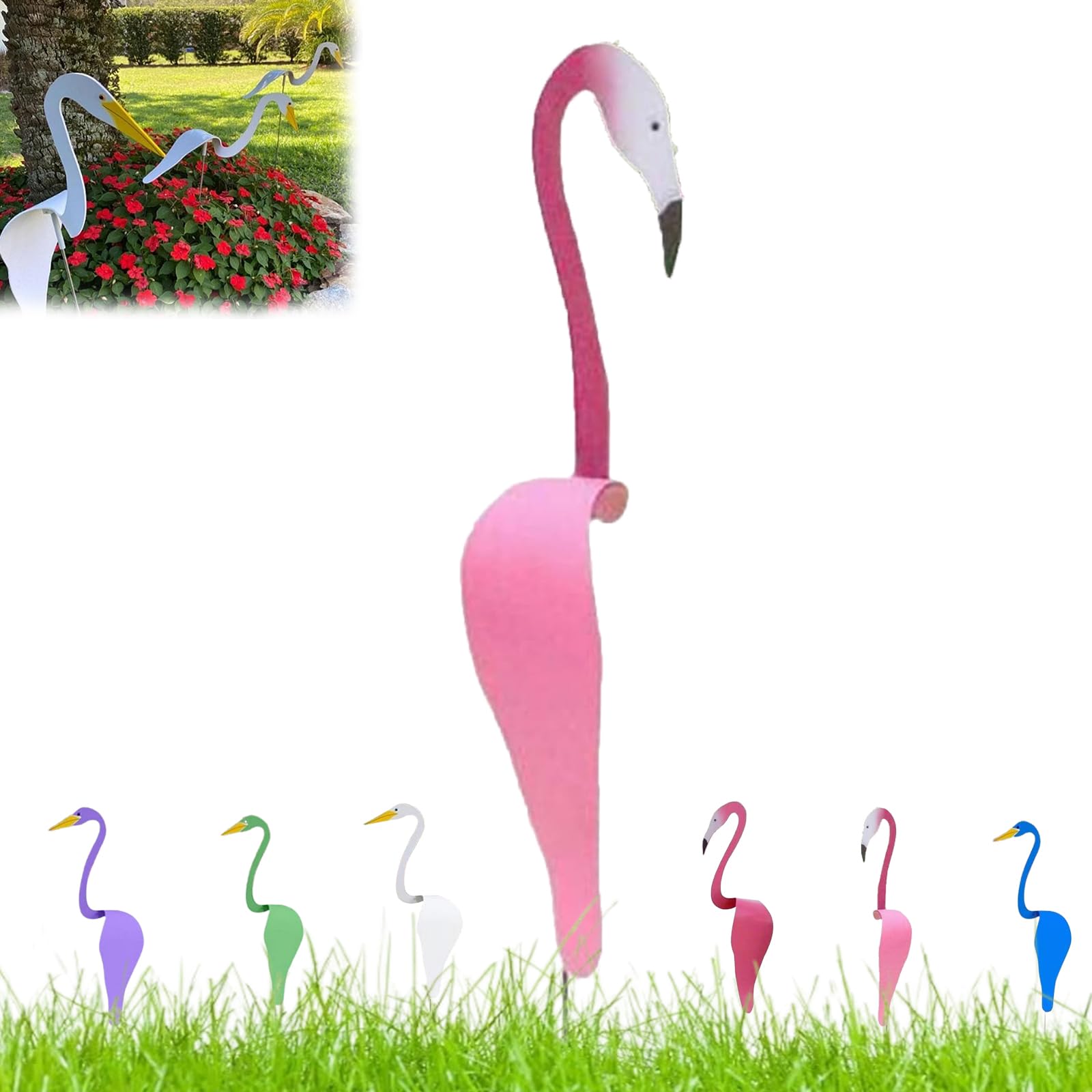 enseak Dancing Birds Garden Metal Art, Flamingo Ornaments, Dancing Birds for The Yard, Garden Decor