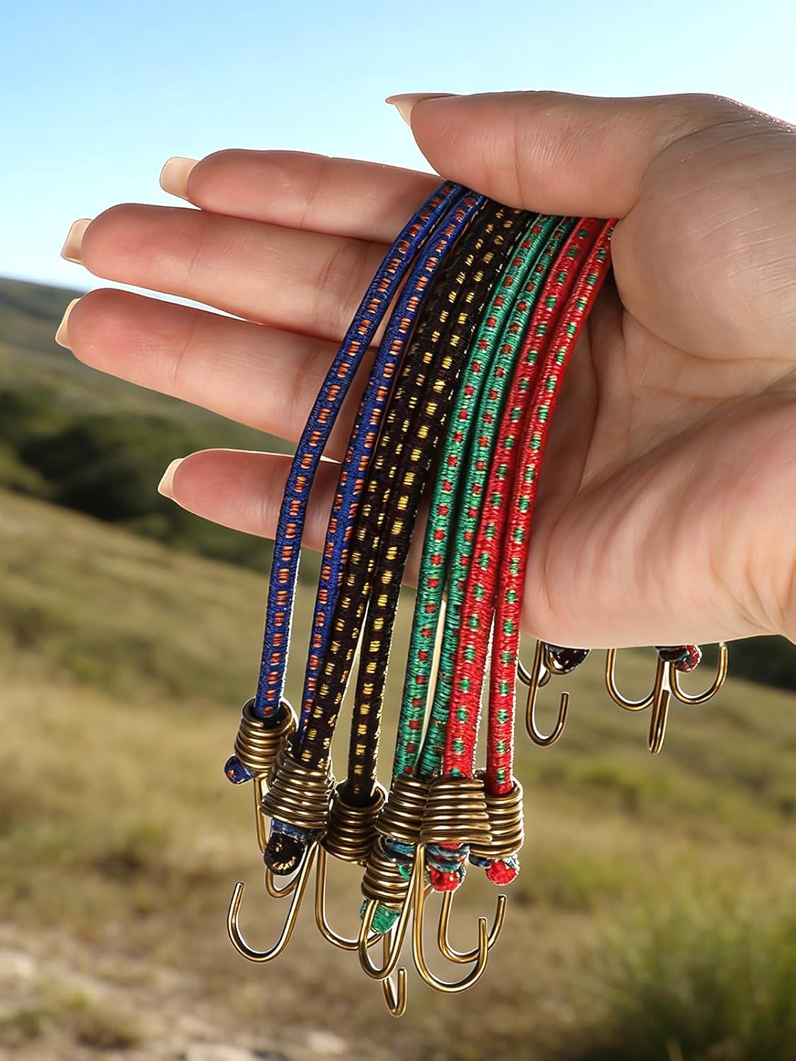 8-Pack Small Bungee Cords with Hooks, Adjustable Mini Bungee Cords for Securing Gear on Car Roof Racks, Bikes, RVs & Camping