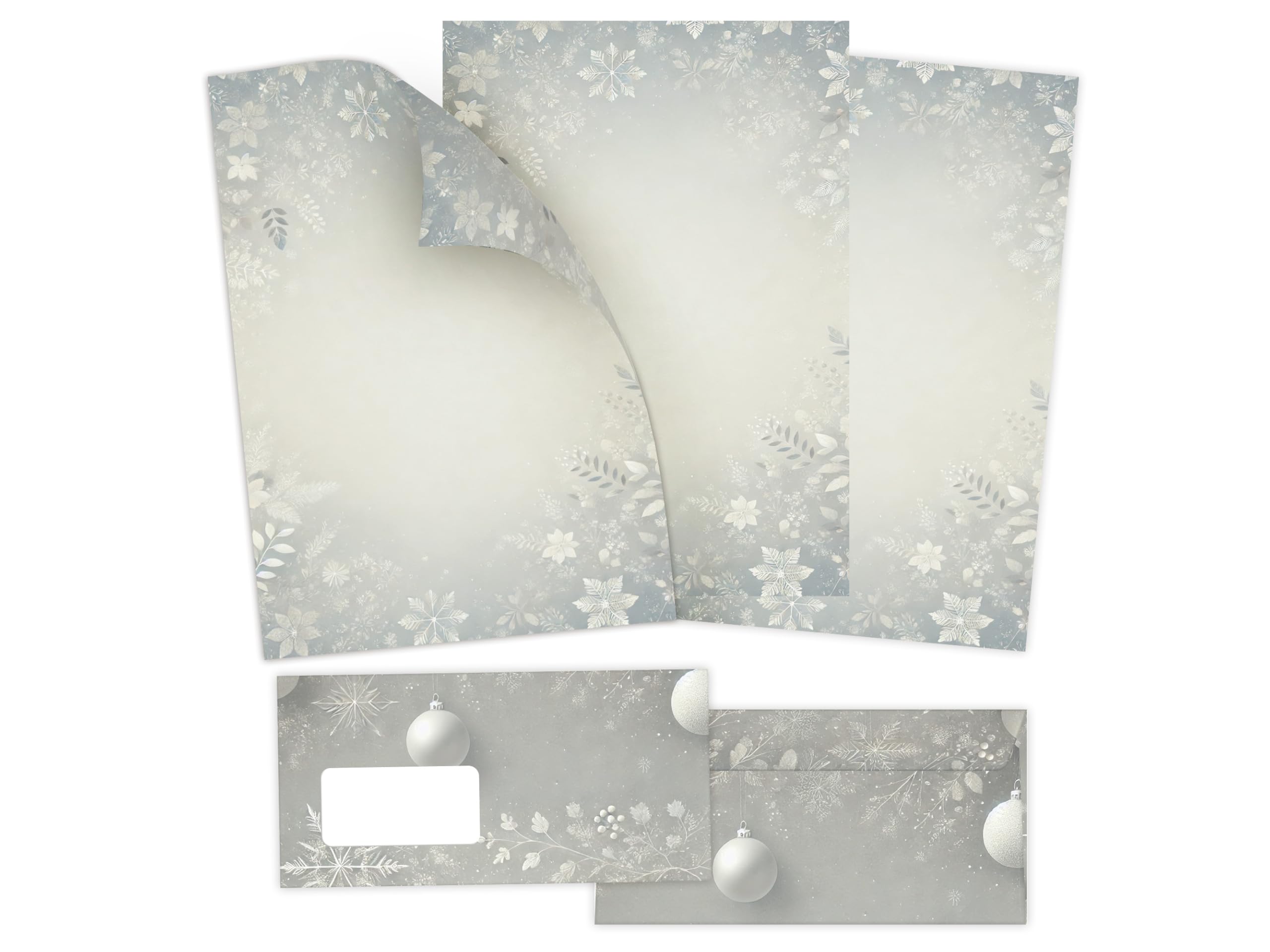 Briefpapier Weihnachten Weihnachtsbriefpapier mit Umschlag Umschlägen mit Fenster Weihnachtspapier A4 für Kunden (250 Blätter + 250 Umschläge)