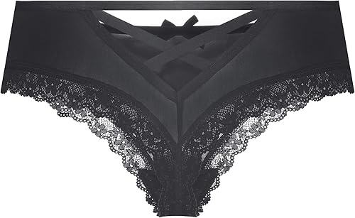 Justgoo Tangas de encaje para mujer, ropa interior de tiro bajo con espalda en T