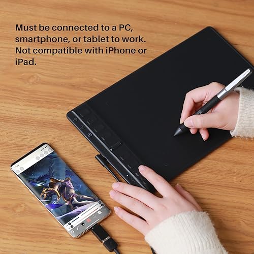 Miniatura 6 de HUION Inspiroy - 2 tabletas de dibujo medianas con rueda de desplazamiento, 8 teclas personalizadas, lápiz capacitivo sin batería, soporte de