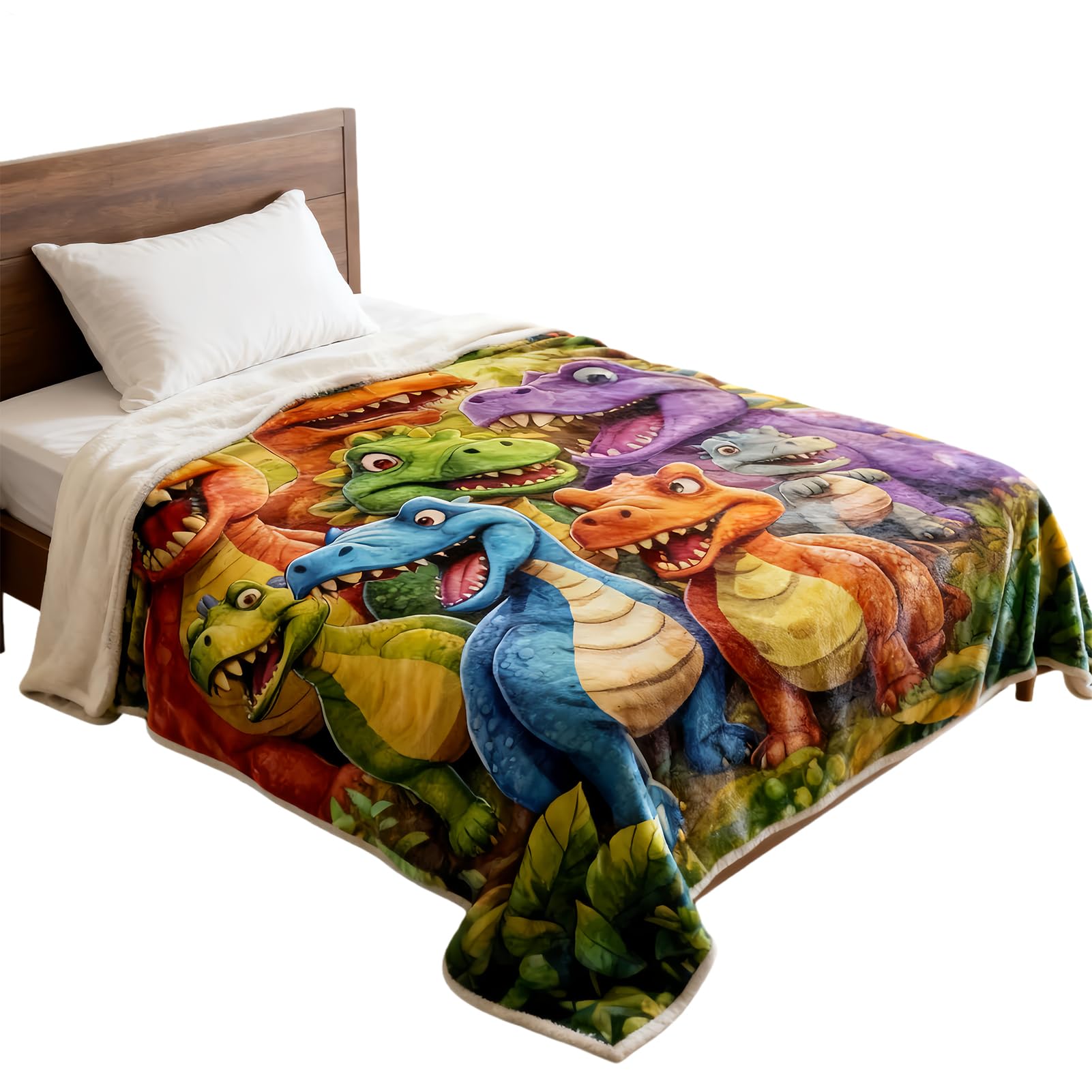 Coperta in flanella con dinosauro - Copriletto morbido e accogliente, copriletto caldo e leggero, simpatico copridivano decorativo | Coperta pelosa per bambini, ragazzi, ragazze, adolescenti, salotto,