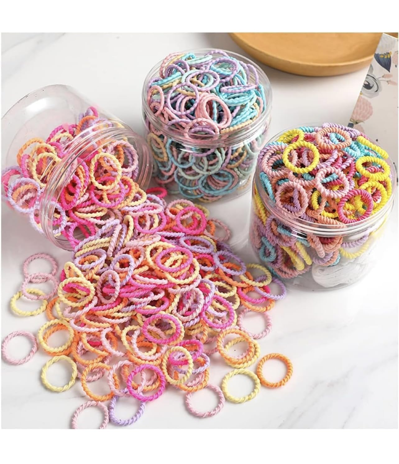 Colorful Elastic Rubber Bands Seamless Cotton Hair Bands for Women Girls and Kids Baby - Versatile Hair Ties Ponytail Holders Headband Hair Accessories (300)