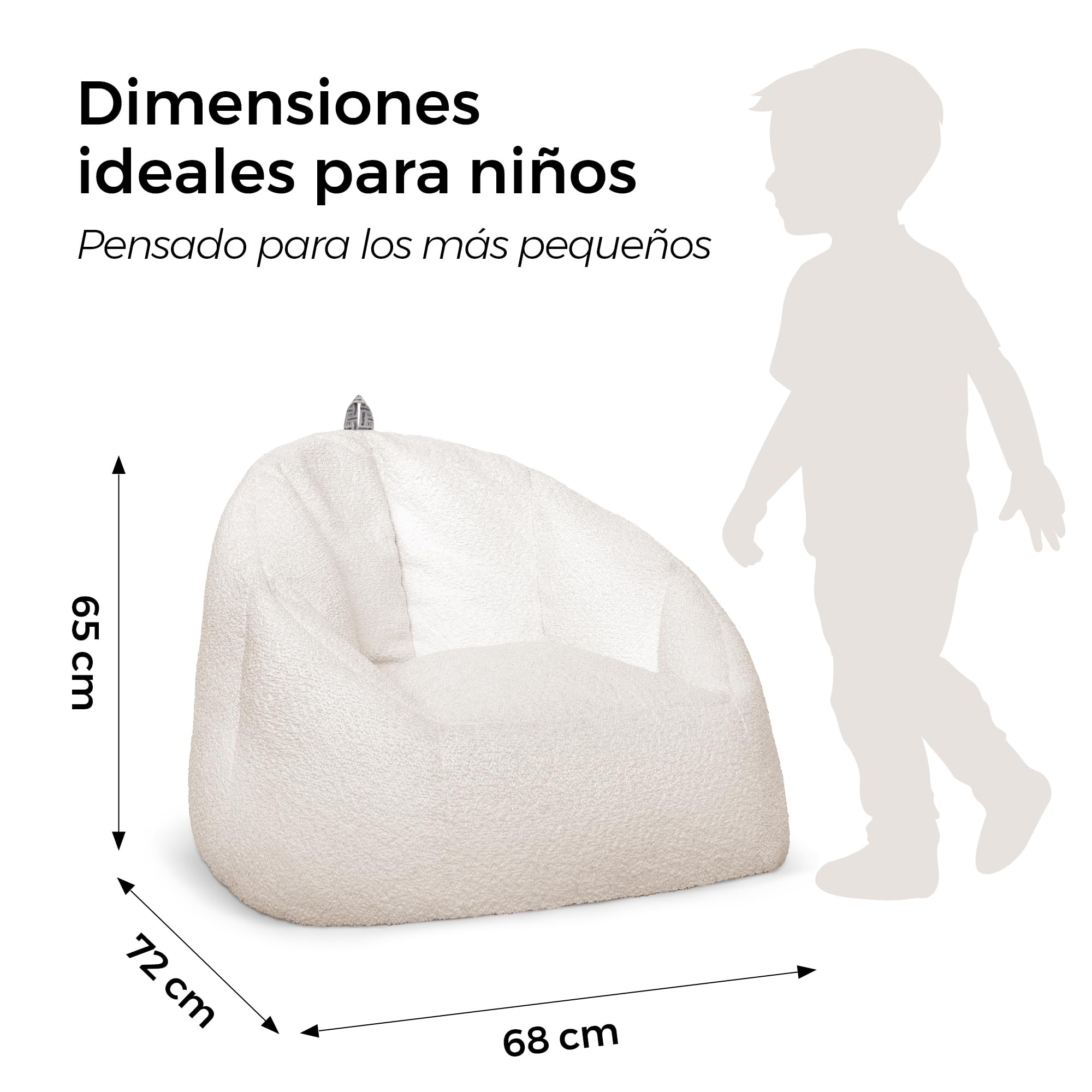 HAPPERS Puff Comfy Infantil | Sillón Suave y Cómodo para Niños y Niñas | Puff para Leer, Jugar o Ver la TV | Asiento Ligero para Dormitorio o Habitación Infantil