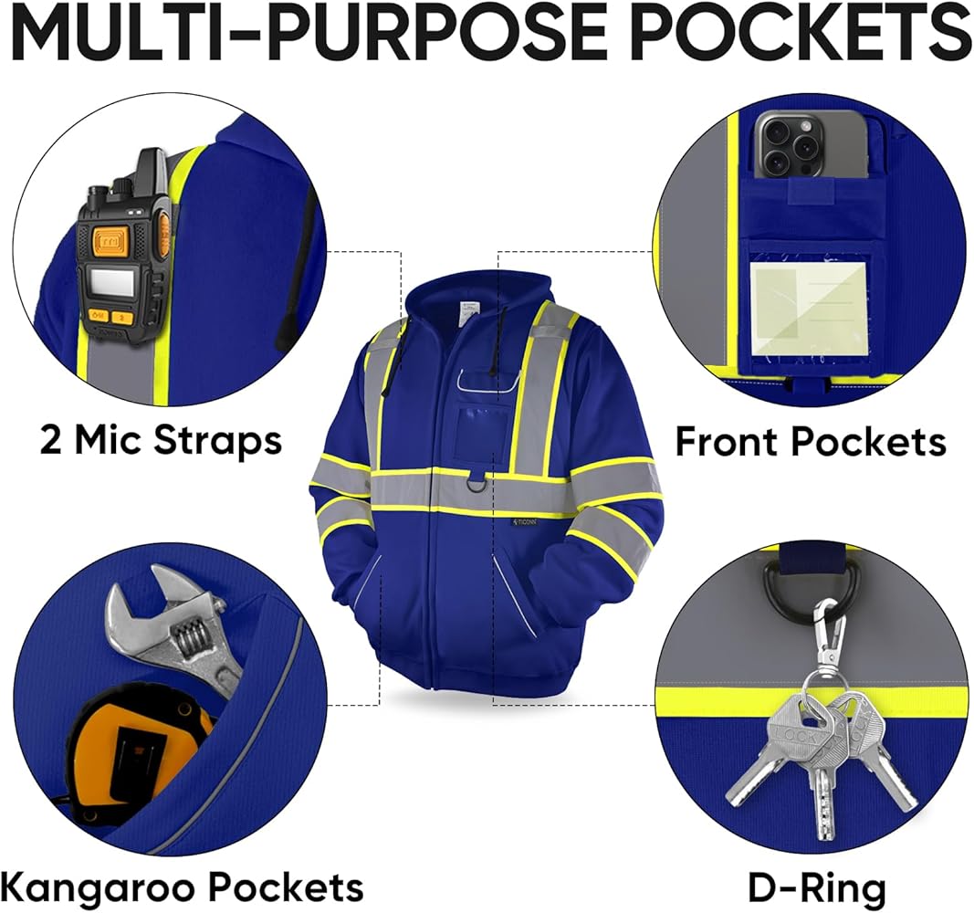 Amazon.com: TICONN High Visibility Safety Sweatshirt Hoodie