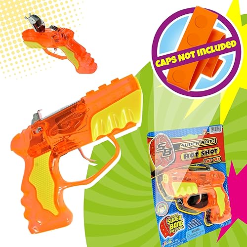 Miniatura 3 de JA-RU Super Bang - Pistolas de tapa pequeña Hot Shot (1 pistola de juguete) Pistolas falsas para niños, juguete de pistola de plástico. Juguetes de
