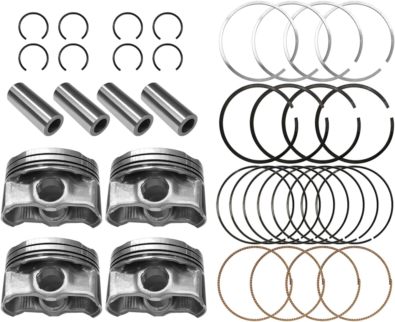 Engine Piston Ring and Main Rod Bearing Kit STD Fits for Kia Forte 1.8L L4 DOHC 16v 2011-2016 230402E000, 23040-2E001, 21020-2E000, 23060-2E110, 23041-2E100