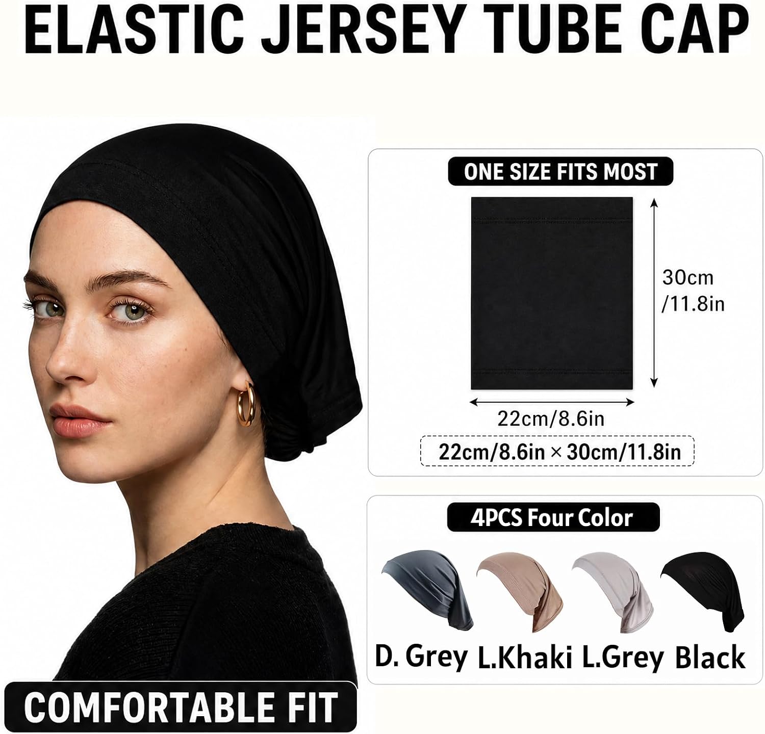 Yeieeo Women's Stretch Tube Hijab UnderCap Solid Color Hijab Headscarf For Women Lightweight Hats Breathable Liner 2pcs/4pcs