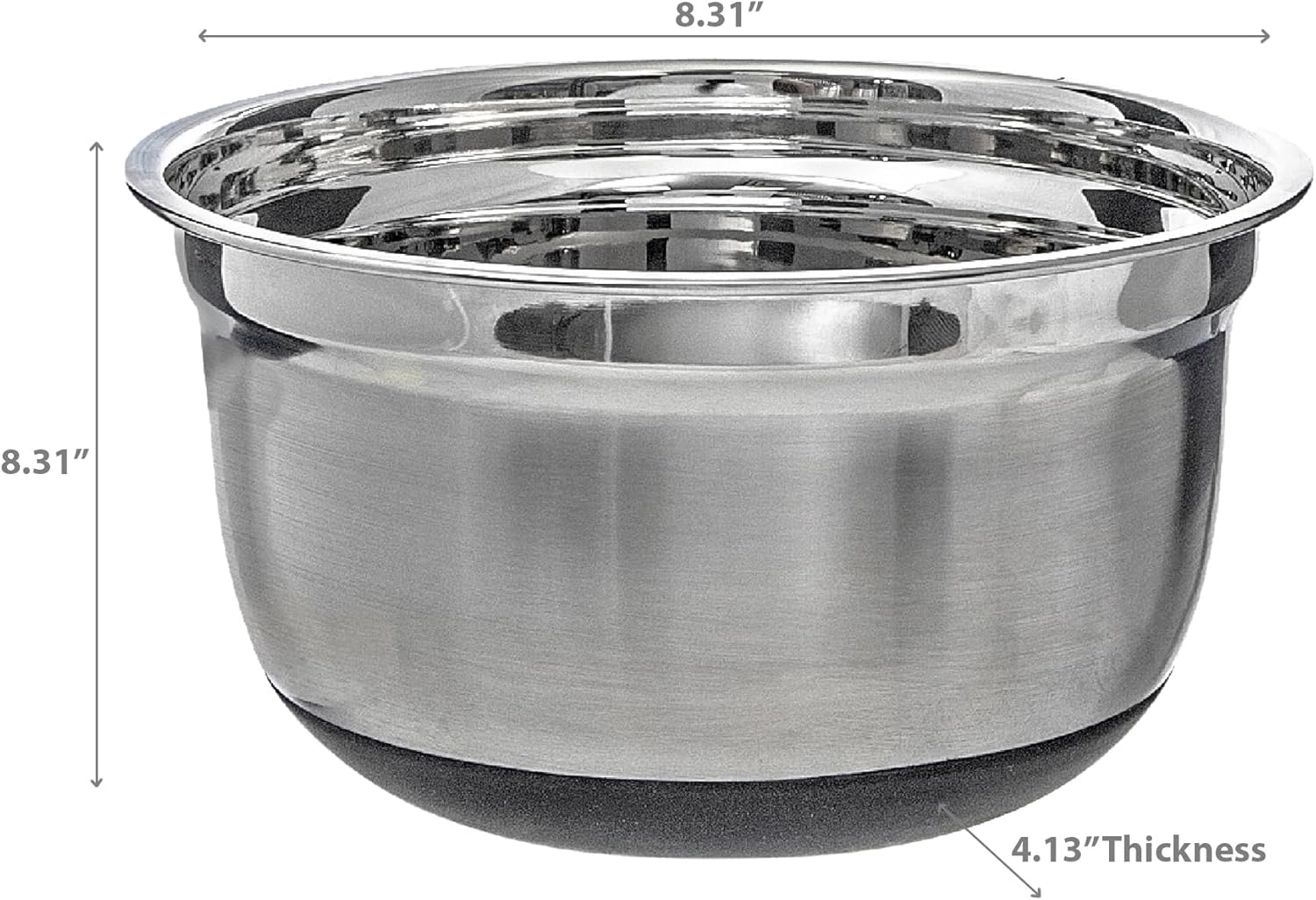 ih casa décor German Mixing Bowl with Anti Skid Base 8.31" Cookware and Utensils, medium, Silver