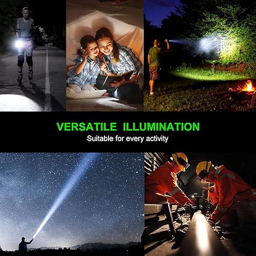 Miniatura 6 de Linterna táctica LED brillante con 5 modos y función de memoria, cargador de batería de litio 18650, linternas recargables para campamento,