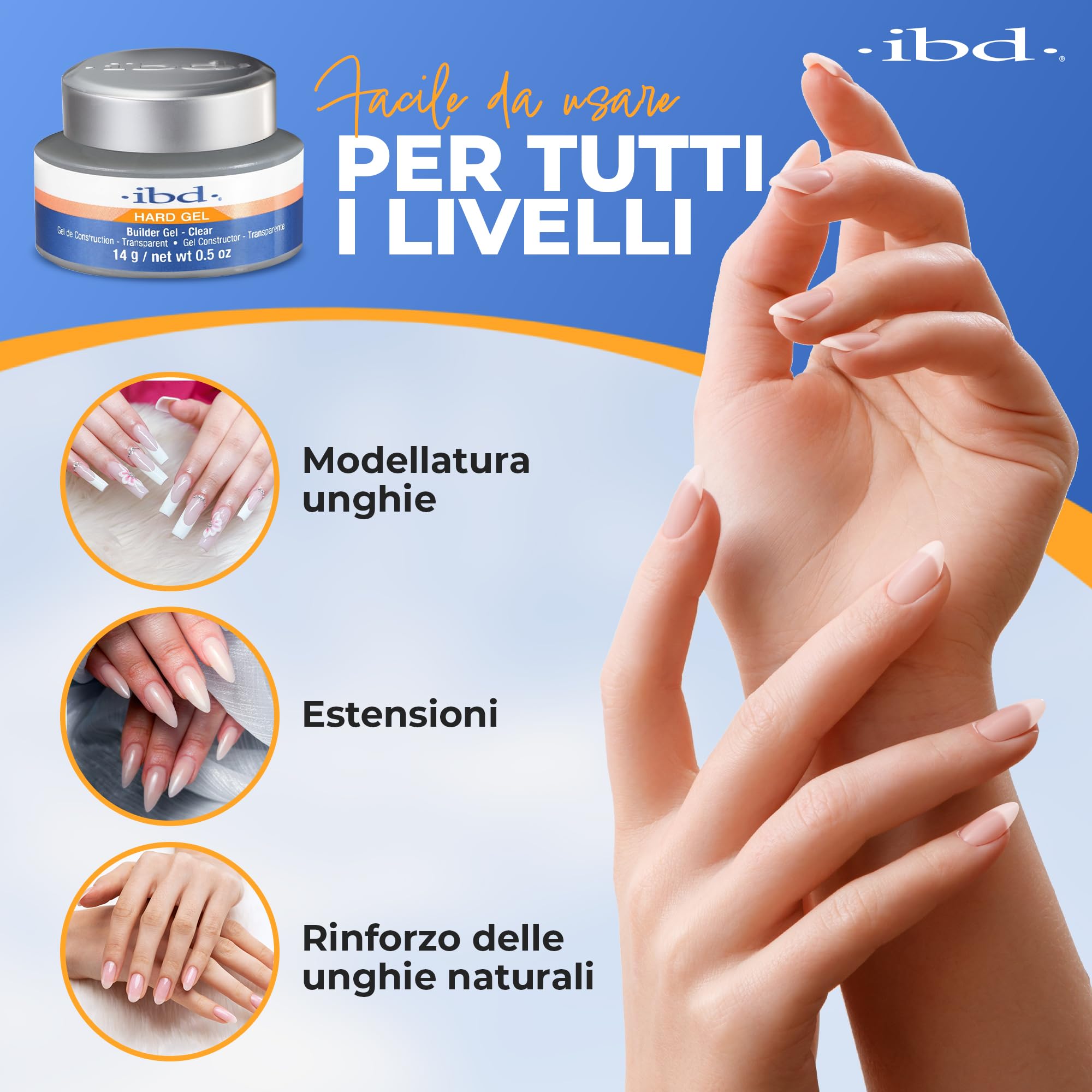 IBD Hard Gel - Gel costruttore trasparente, 14 g - MADE IN USA - Gel costruttore premium per unghie in gel