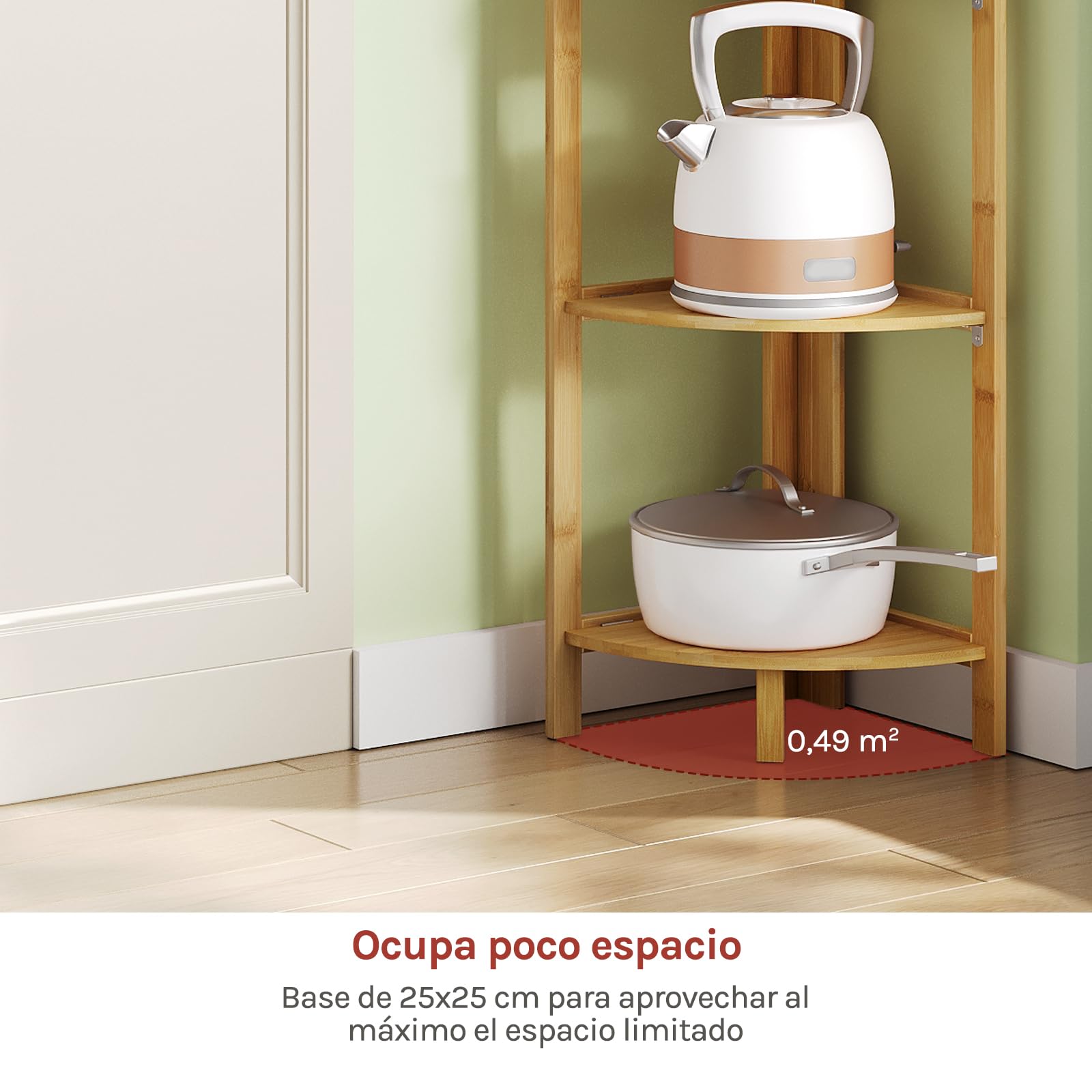 WOLTU Estantería Bambu de Baño de 4 Niveles, Estanteria Esquina Plegable de Almacenaje y Decoración Antihumedad y Transpirable, para Baño/Cocina/Salón, 27x27x120 cm