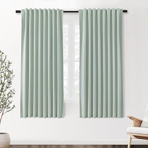 Miniatura 80 de SHINELAND Cortinas opacas de 102 pulgadas para sala de estar, cortinas opacas con pestaña trasera de 102 pulgadas de largo para dormitorio, Crema