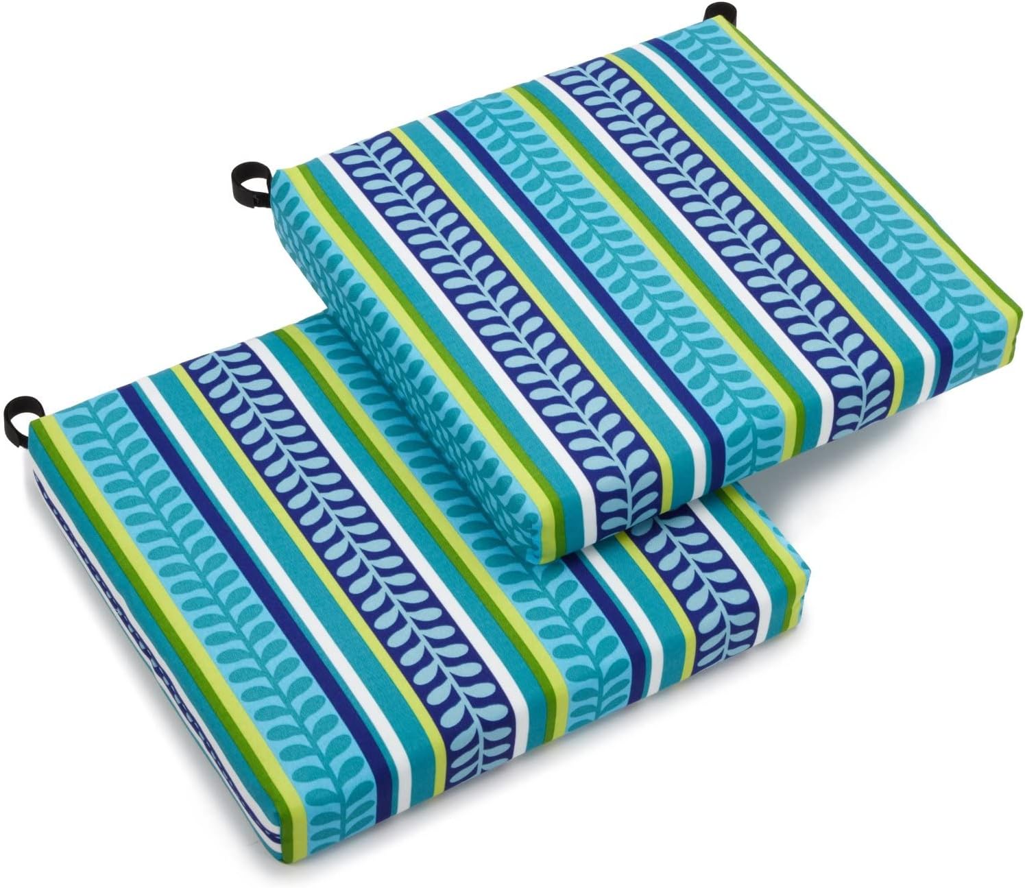 Blazing Needles Outdoor Chair Cushion, 20" x 19", Pike Azure 2 Count