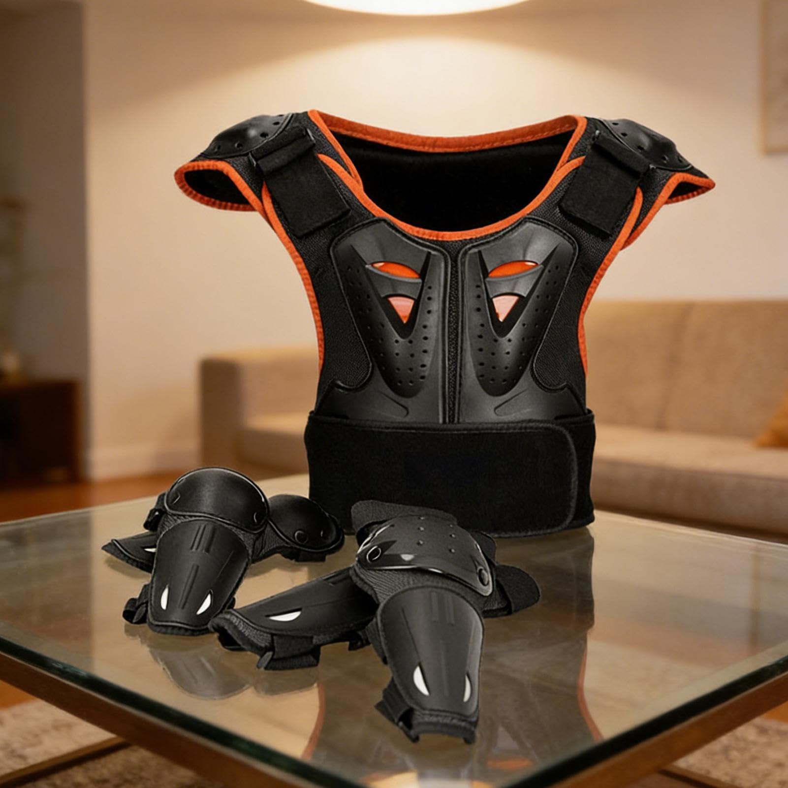 Set di attrezzi protettivi, traspiranti, leggere, in rete con gomitiere e ginocchiere, attrezzatura protettiva per skateboard, per sport all'aperto, interni, ciclismo, sci, motociclismo