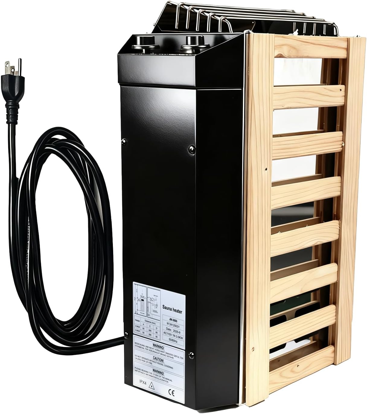 3KW Sauna Heater 110V Plug in Portable Electric Sauna Stove with Timer, Stainless Steel Plug and Play Heater for 100-140 cu.ft Indoor Home Dry Sauna Room, Fast Heating Sauna Heater