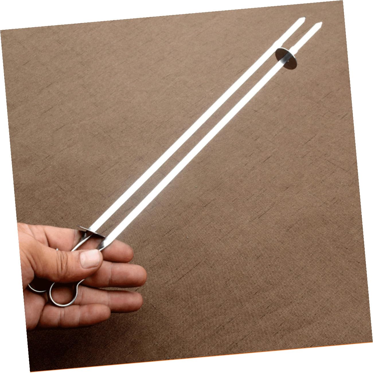 Set 20 Spiedini Barbecue in Acciaio Inossidabile Manico ad Anello, Spiedini Piani Resistenti e Riutilizzabili per Grigliare Carne e Verdure