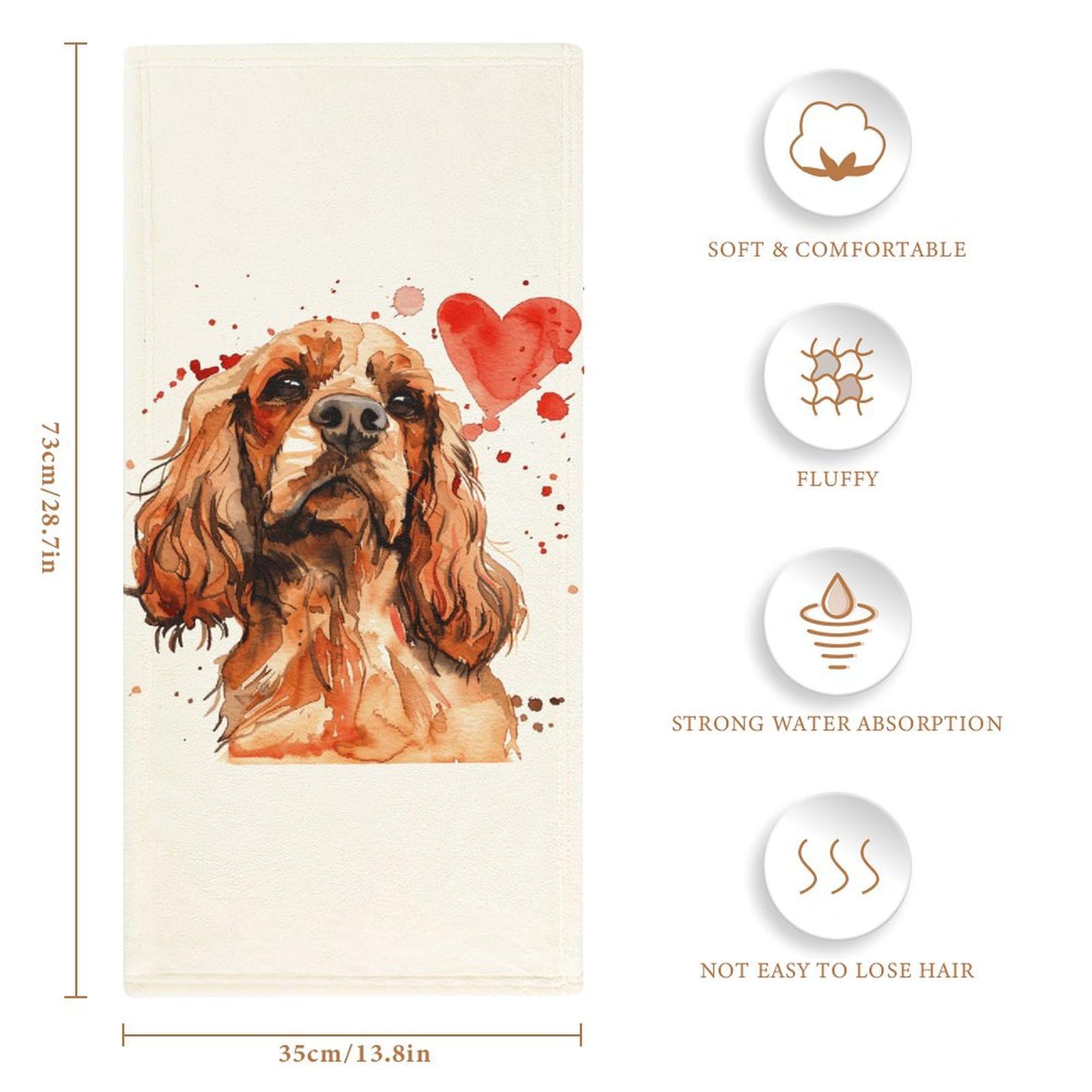 MoBlinko Cocker Spaniel Dog Hand Towels for Bathroom 14 X 28 in Mother Day Absorbent Face Towels Soft Hand Towel for Kitchen Bathroom Hotel Yoga