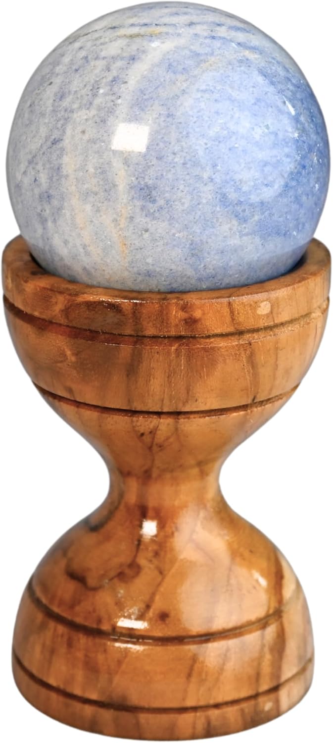 collectiblesBuy Natural Blue Aventurine Stone Sphere with Wooden Stand Healing Energy Gemstone Ball for Meditation, Home & Office Décor Handmade Decorative Crystal