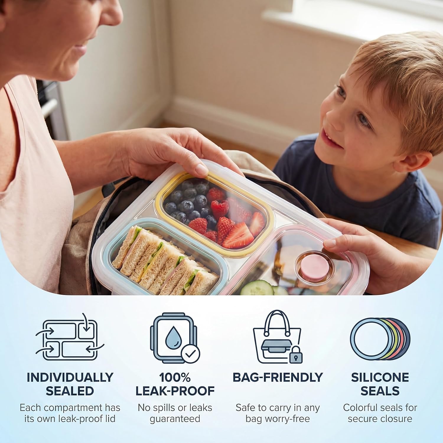 316 Stainless Steel Bento Box for Kids,Snack Box,3 Compartments Reusable on and go lunch Box kids with Lids, Durable for On-the-Go Meal,BPA-Free and Food-Safe Materialsfor School Camping Travel