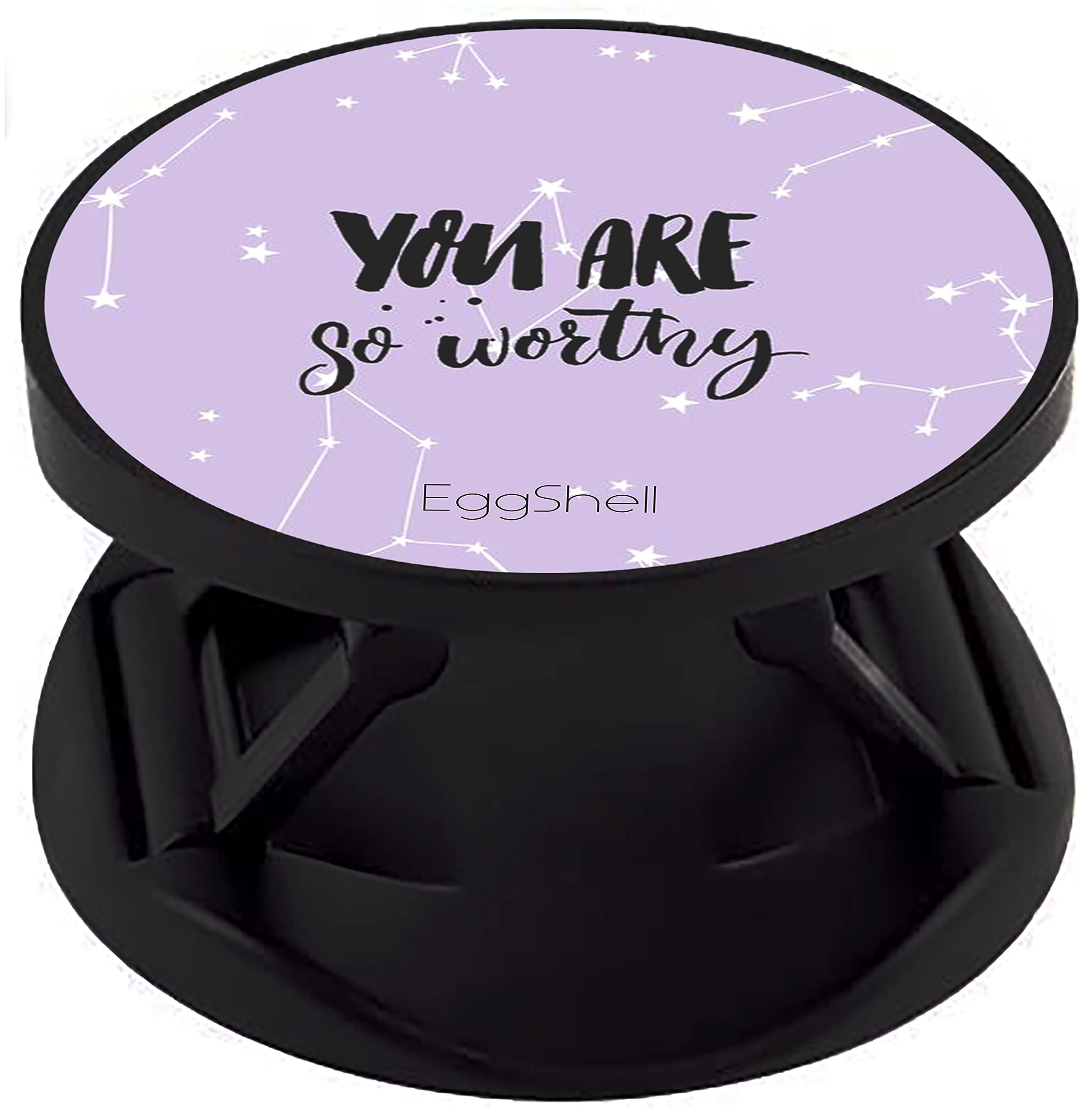 EggShell Premium Galaxy Glittery Matte Mobile Finger Grip Back Holder (Sockets) Finish Effect with Black Expanding Stand and Fold Compatible All Basic Cell Phone & Tablets (You're So Worthy)-image-31