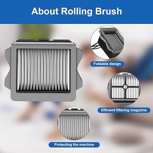 Miniatura 4 de Piezas de repuesto para trapeador de vacío compatibles con cepillo de rodillo Tineco, adecuado con aspiradora inalámbrica FLOOR ONE S5, FLOOR ONE S5