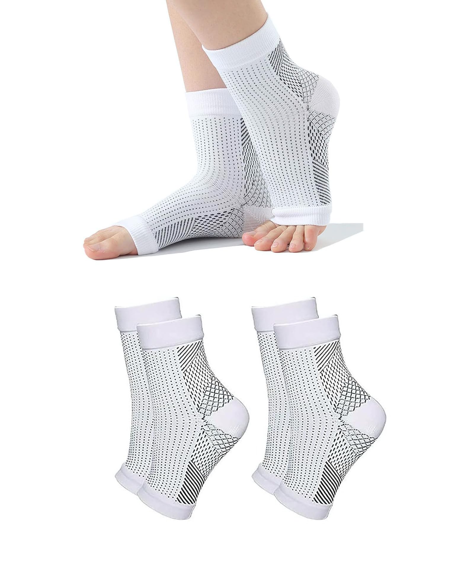 2Pairs Neuropathy Socks, Compression Socks, Compression Socks for Men Foot Pain Relief Products Open Toe Foot Sleeves Compression Socks for Ankle Swelling Achilles Tendon Arch Support (Unisex,L/XL) (2 Pairs（White）, L/XL) (B0D9D9RPK9) Amazon Price History, Amazon Price Tracker