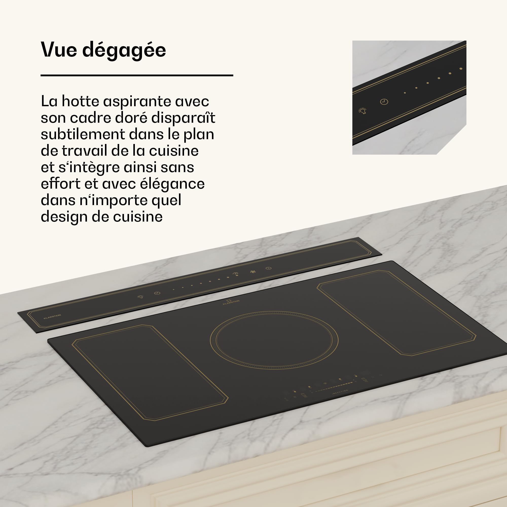 Klarstein Victoria Hotte De Plan De Travail - A++ Énergie, 714 m³/h Débit, Silencieuse 52 dB, Écran Tactile, Filtres Lavables, LED, Hotte Aspirante Moderne, Noir