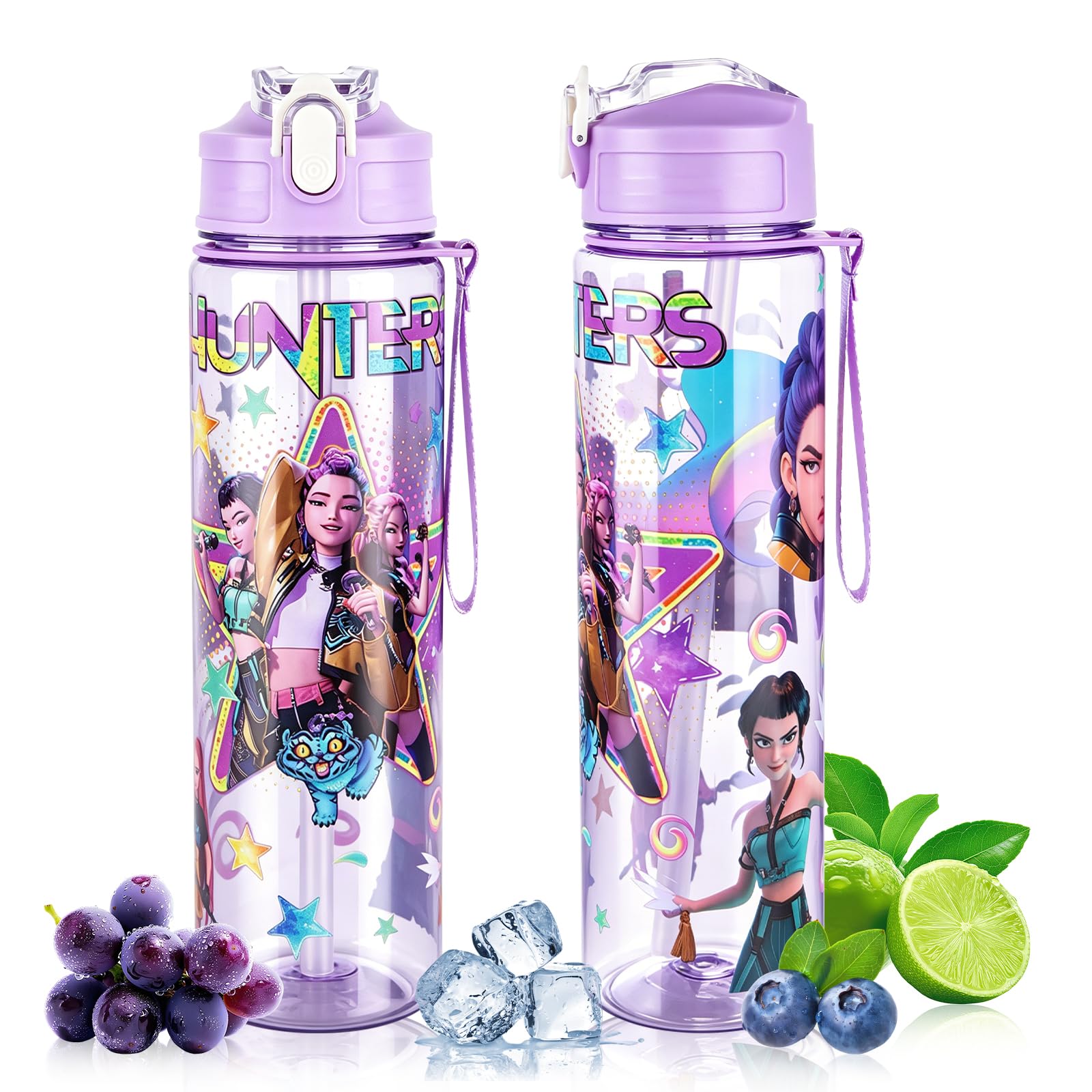 700ml Kids Water Bottle with Straw – Leakproof Tumbler with Handle B