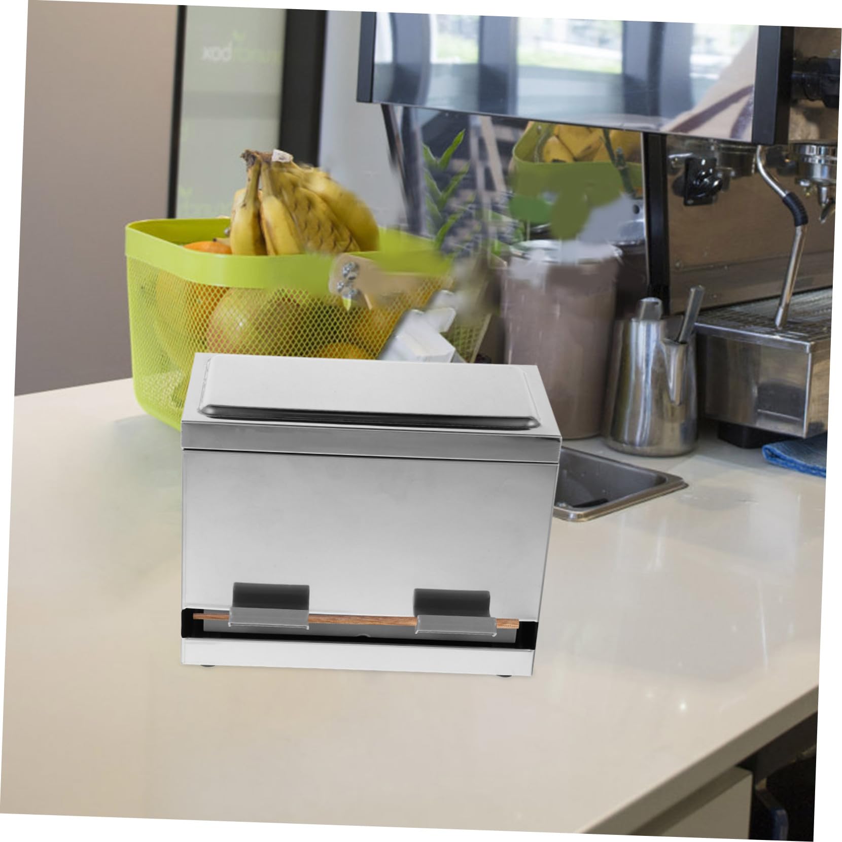 Automatischer Edelstahl Strohhalm Essstäbchenhalter mit Pressmechanismus Langlebige Aufbewahrungsbox für Gastronomie und Zuhause Vielseitig Platzsparend für Cafés und Restaurants