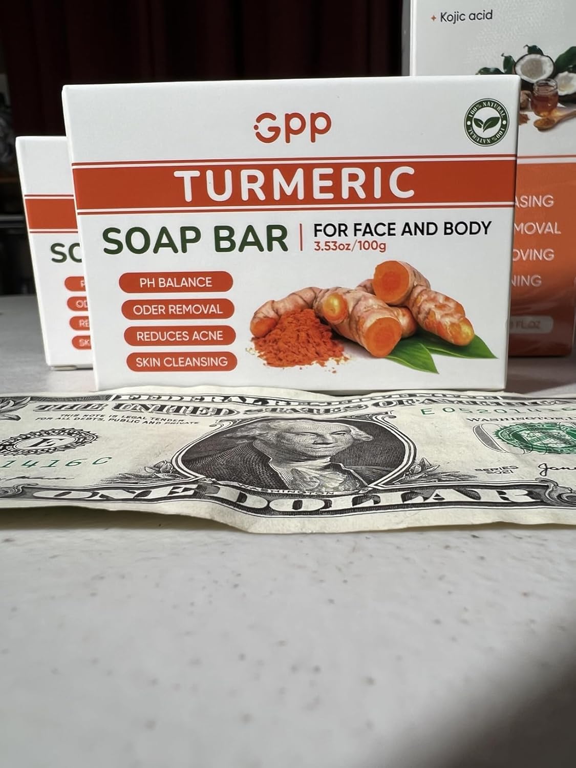 GPP 4Pcs Turmeric Soap & Turmeric Face Wash with Brush Skin Care Set, Lemon Turmeric Soap for Face & Body, Daily Facail Cleanser for All Skin Types, Deep Cleansing Turmerics Wash and Care Set