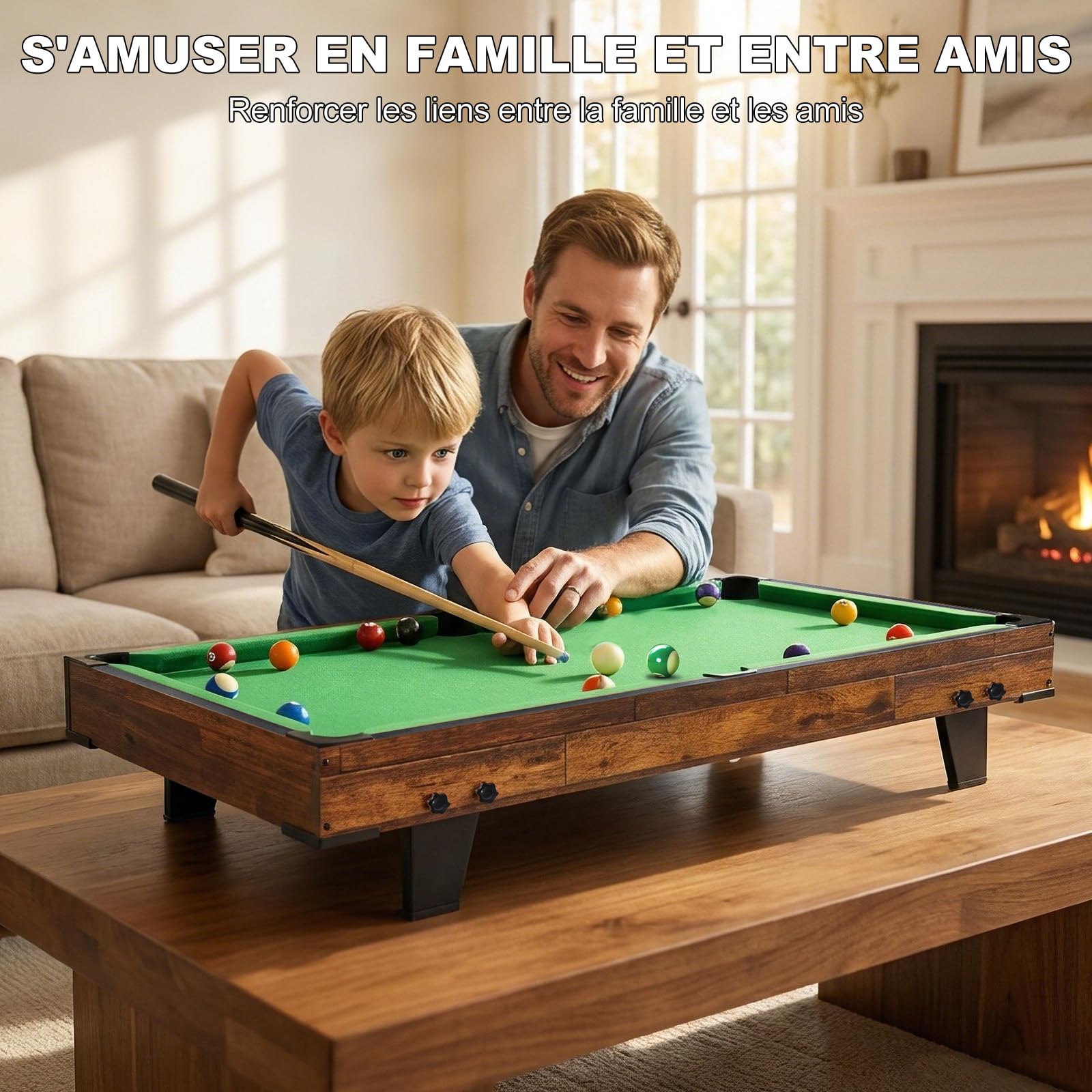 hotsizz Mini Billardtisch, Maße 120 × 60 × 20 cm, Billard Tisch für Erwachsene und Kinder, inklusive kompletten Zubehörs